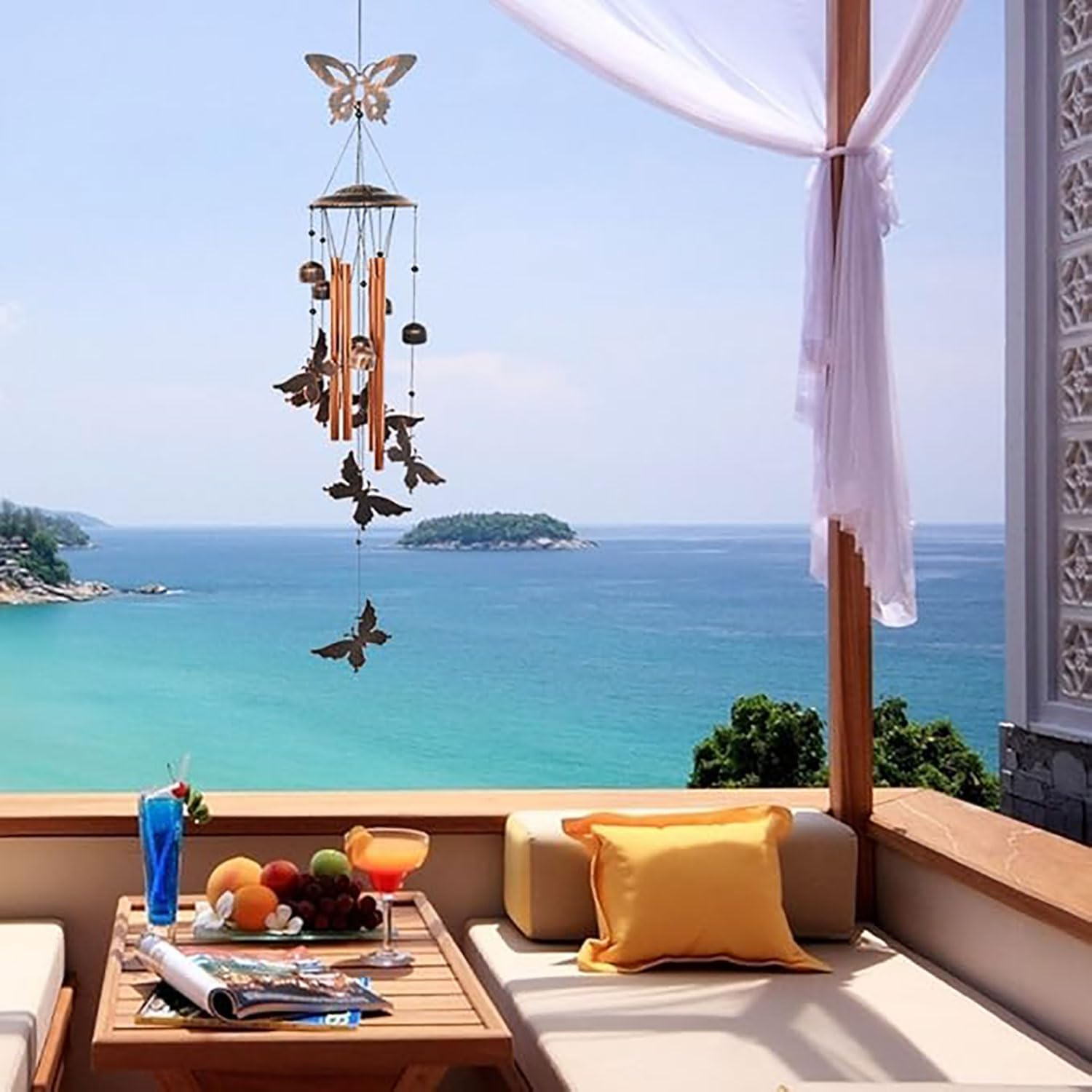 Yqkangzhu Butterfly Wind Chimes for Outdoor, Butterflies Aluminum Tube Windchimes with S Hook, Patio Porch Garden Decoration Metal Wind Bell for Mother'S Day Christmas New Year Birthdays Housewarming image number 1