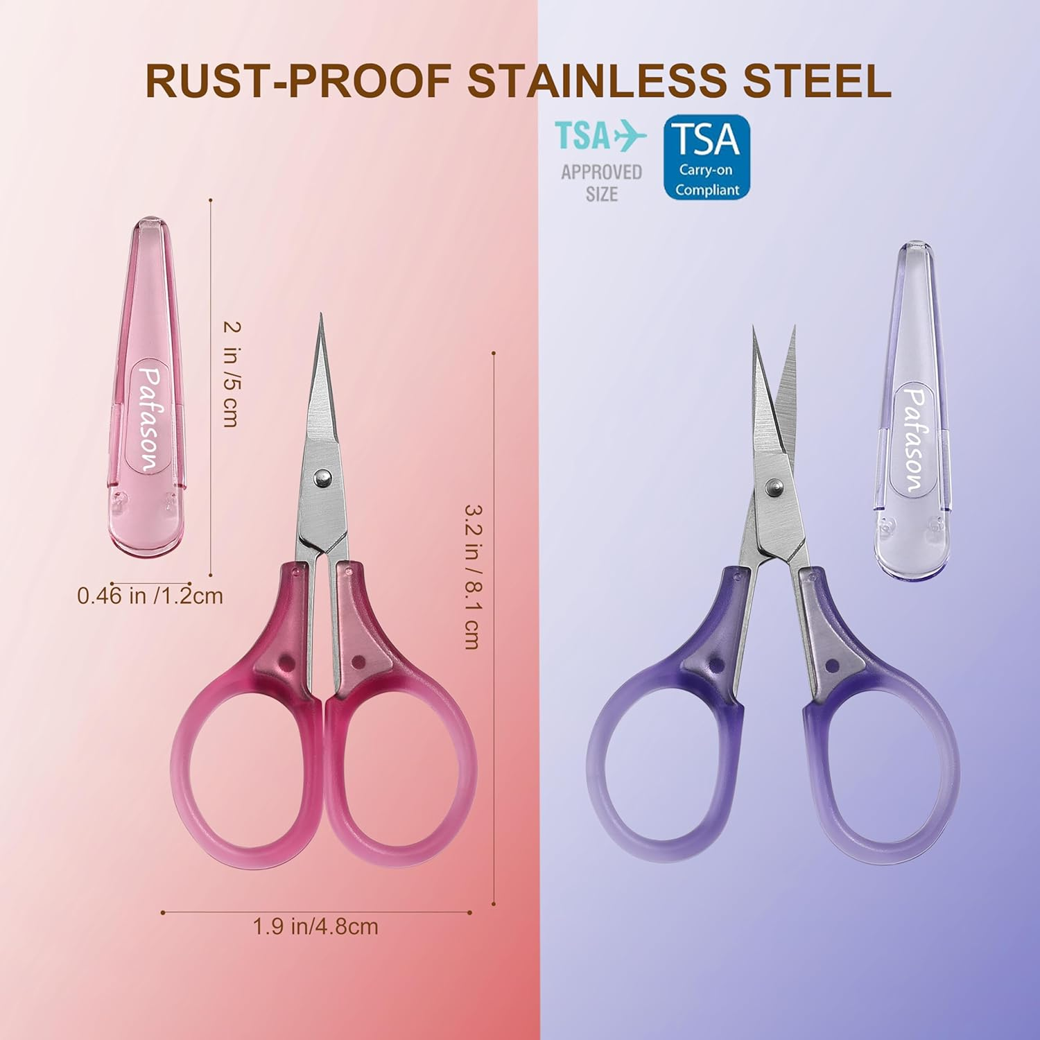 PAFASON Mini Precise Craft Scissor Set 2 PC Straight for Scrapbooking Quilting DIY Sewing Knitting Embroidery Cross Stitch Crochet Thread Yarn Paper Detail Fabric Cutting Stainless Steel, Safety Case image number 1