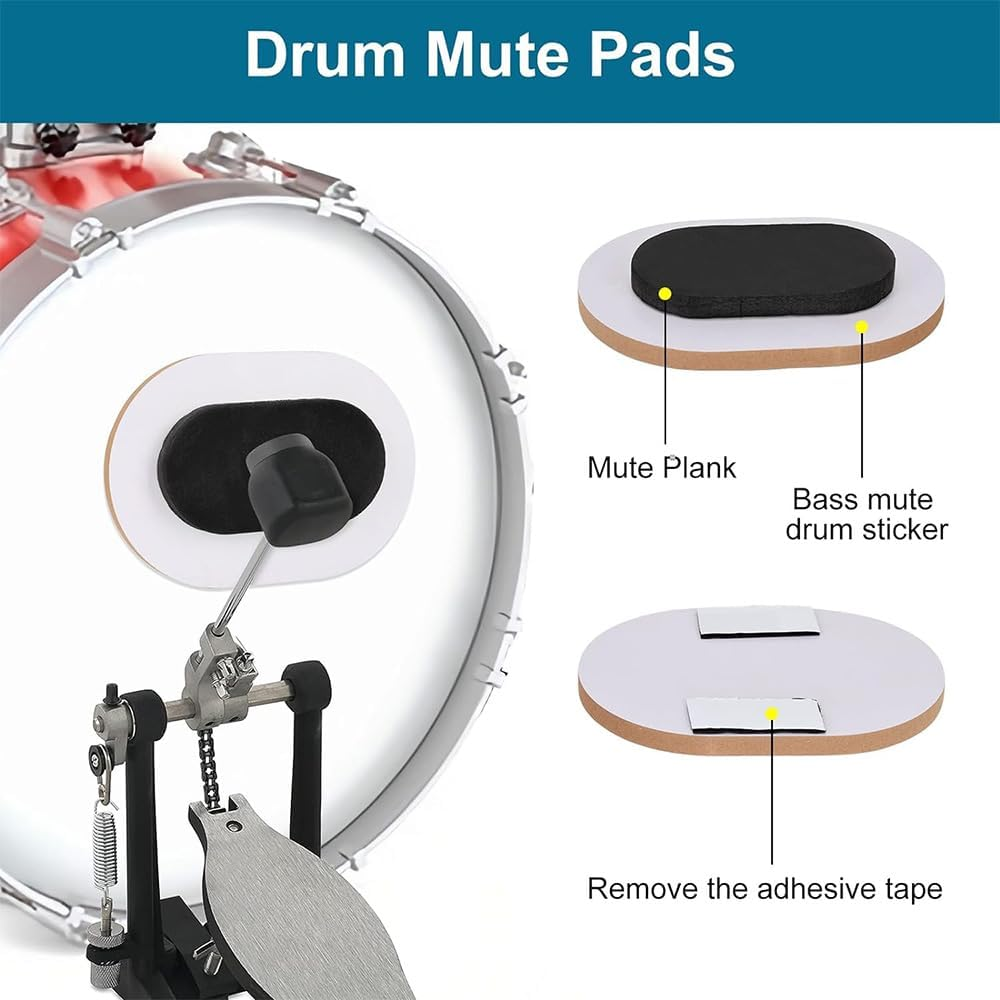 Drum Mute Pads Set 11 Pieces with Cymbal Pad + Hi Hats Set Pad, Foam Drum Silencer Pads, Fit 10&rdquo;, 12&rdquo;, 14&rdquo;, 16" (Drum Mute Pad Pack) image number 3