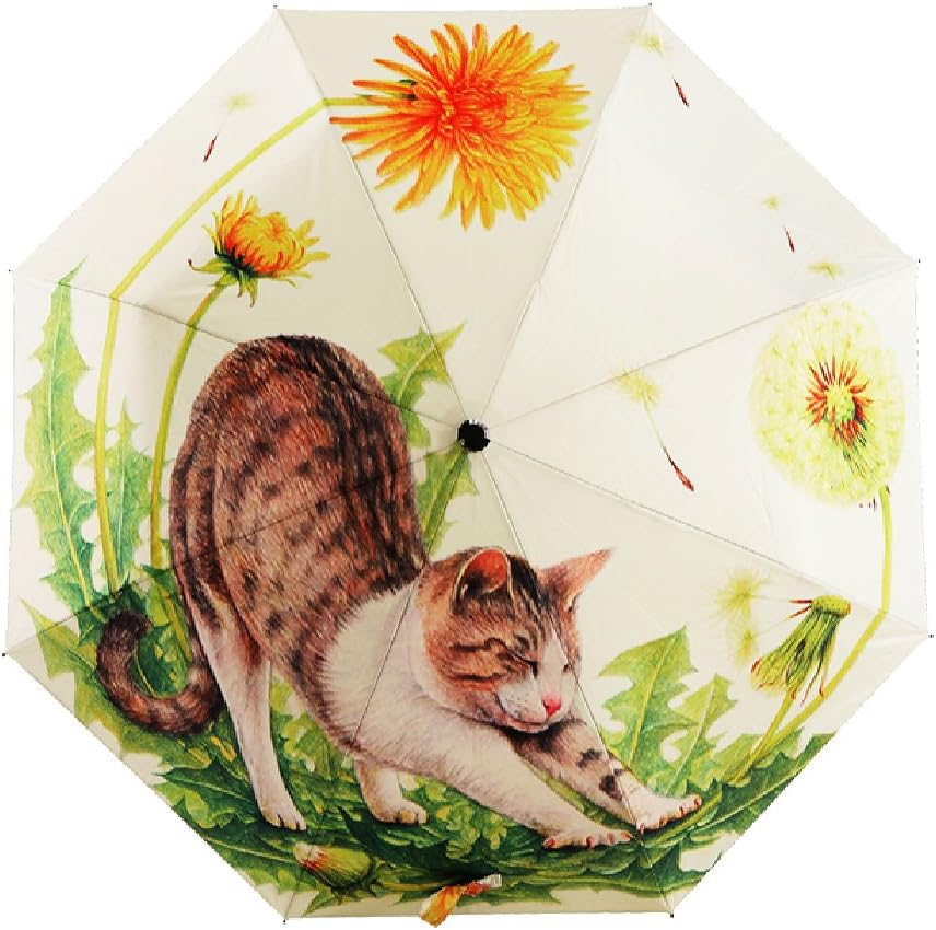 YJZQ Portable Folding Automatic Umbrella Telescopic Lightweight Compact Travel Sun Umbrellas Parasol Windproof, Rainproof & 99% UV Protection with Black Anti-Uv Coating, UPF 50+