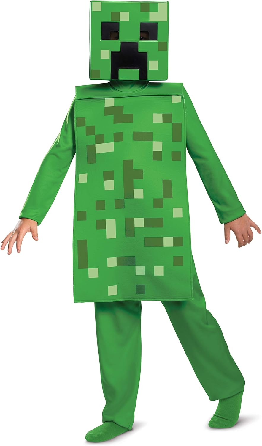 Disguise Minecraft Jumpsuit and Mask, Green, M 7-8 US image number 2