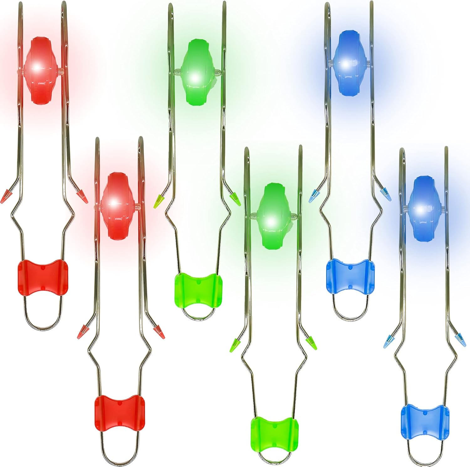 Haconba 6 Packs Retro Light up Gyro Wheels Flashing Gyro Wheel Magic Rail Twirler Magnetic Yoyo Fun Gift for Boys and Girls, 3 Colors image number 2