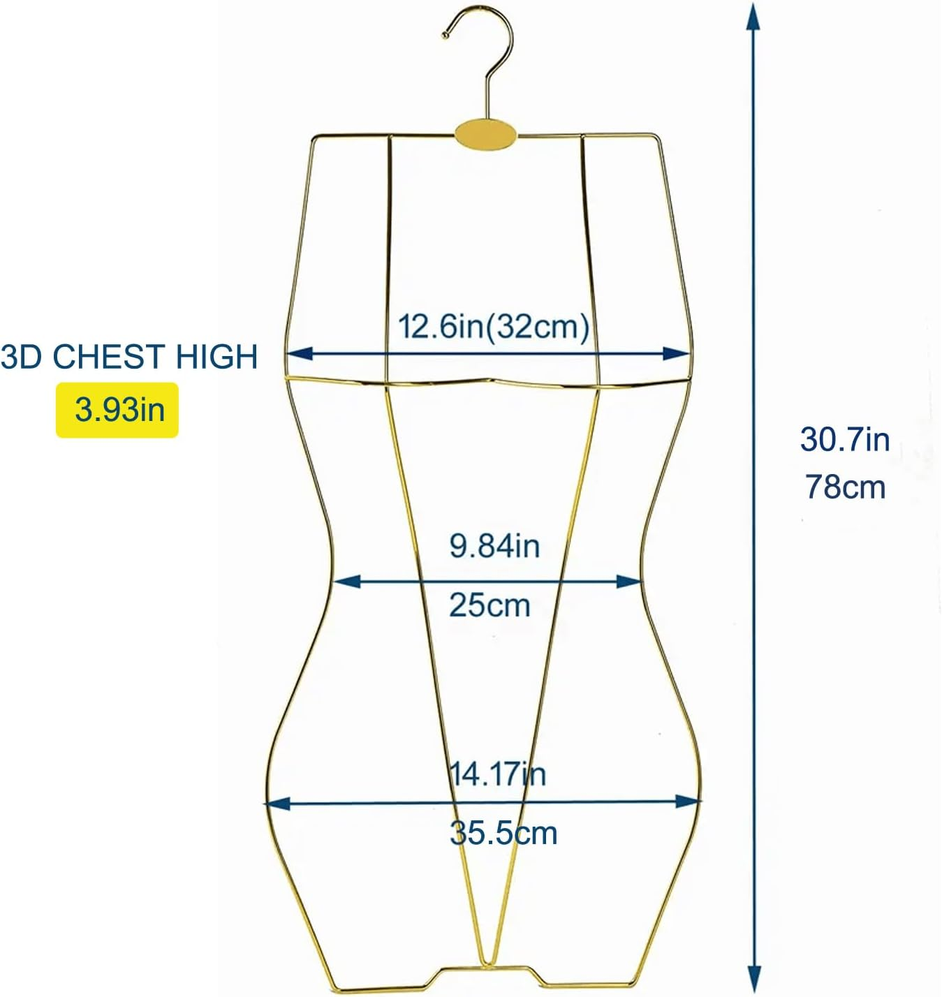 Bikini Swimsuit Hangers (Gold) 10 PCS 3D Body Shape Display Hangers for Lingerie