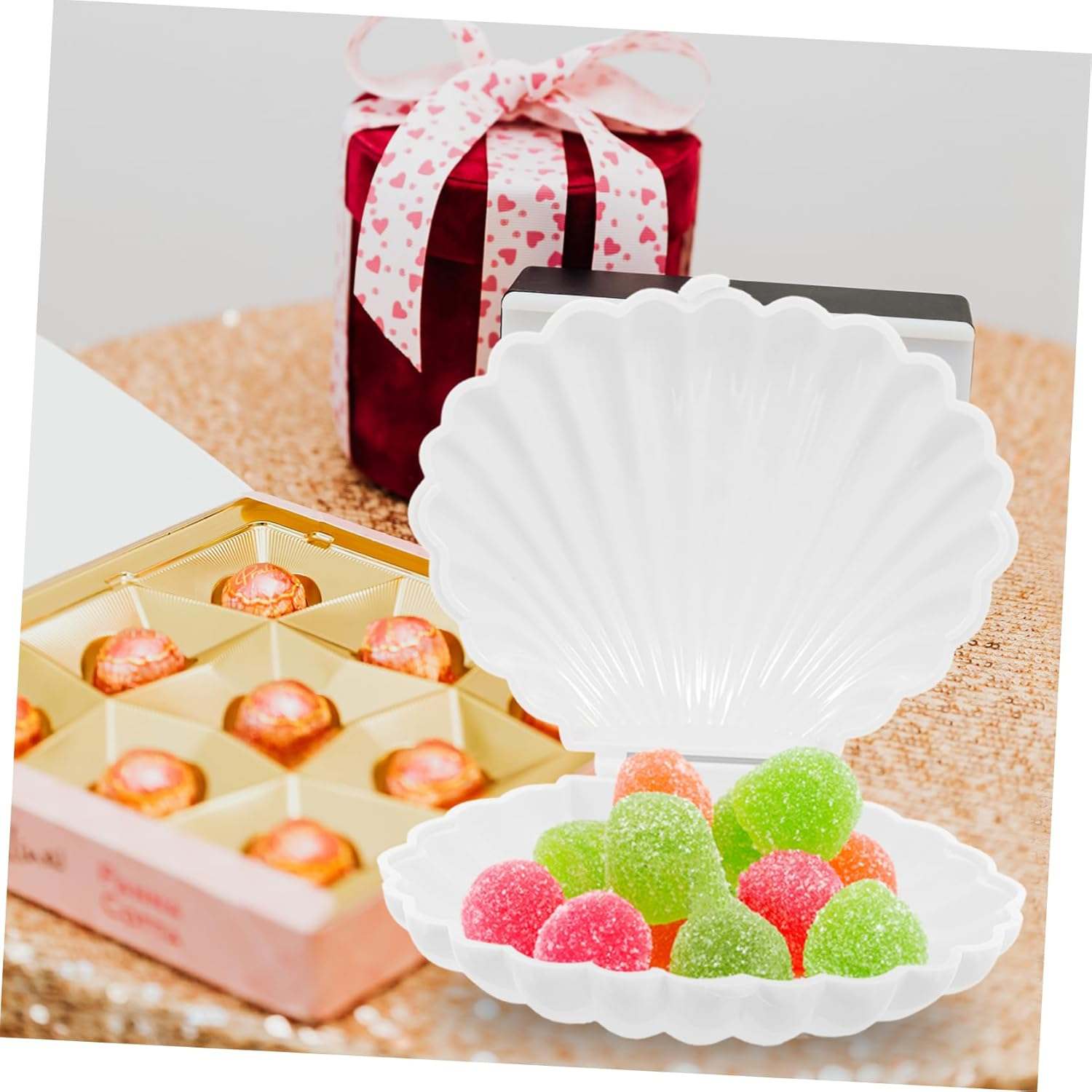 GRIRIW Shell Candy Snack Box Mermaid Birthday Decorations Boxes Sea Shell Candy Dish - White image number 5