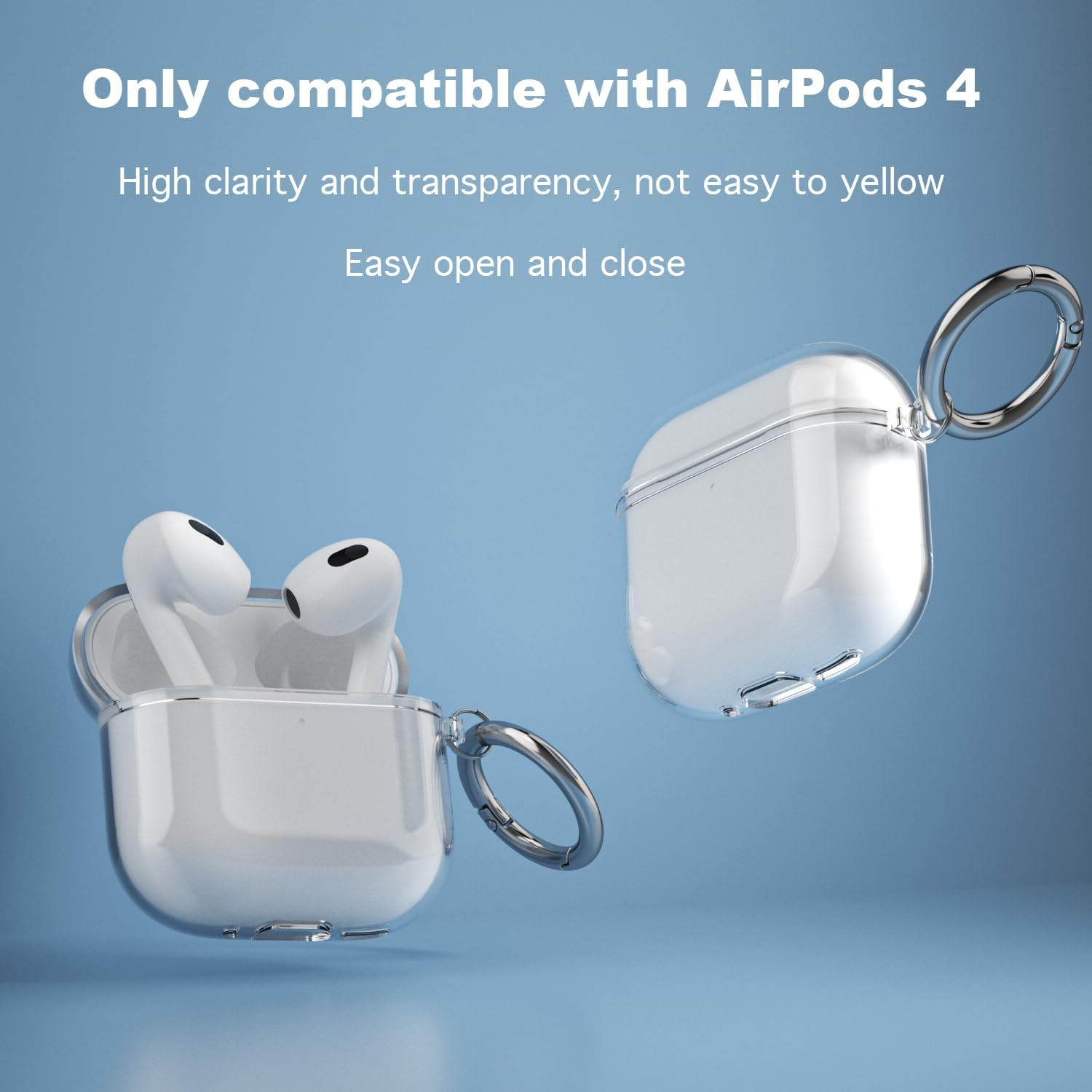 USTIYA Case for Apple Airpods 4 Cover Airpods4 2024 Shock-Absorption Transparent TPU Thickening (Pink/Red)