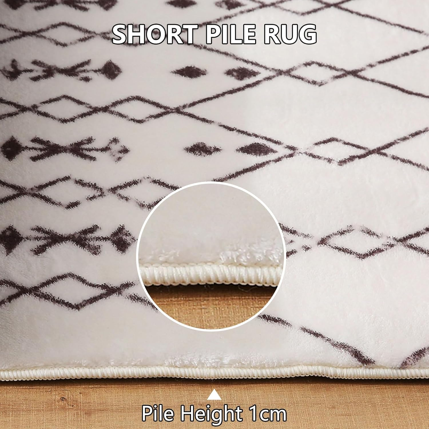Moroccan Area Rugs 200X250Cm Living Room Rugs Modern Abstract Rug Geometric Carpet Non-Slip Short Pile Rug Large Rugs for Living Room Soft Bedroom Area Rug (Beige/Ivory)