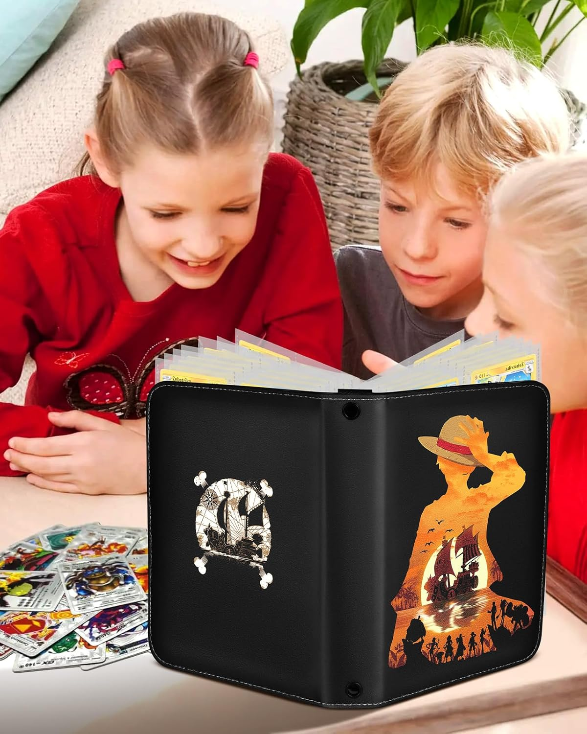 Lotadilo for 4 Pocket Card Binder with 440 Pockets - Trading Card Collection Album Folder for Men Boys Teens Anime Design for Sports Cards Game Cards with Zipper Hand Carrying Rope image number 4