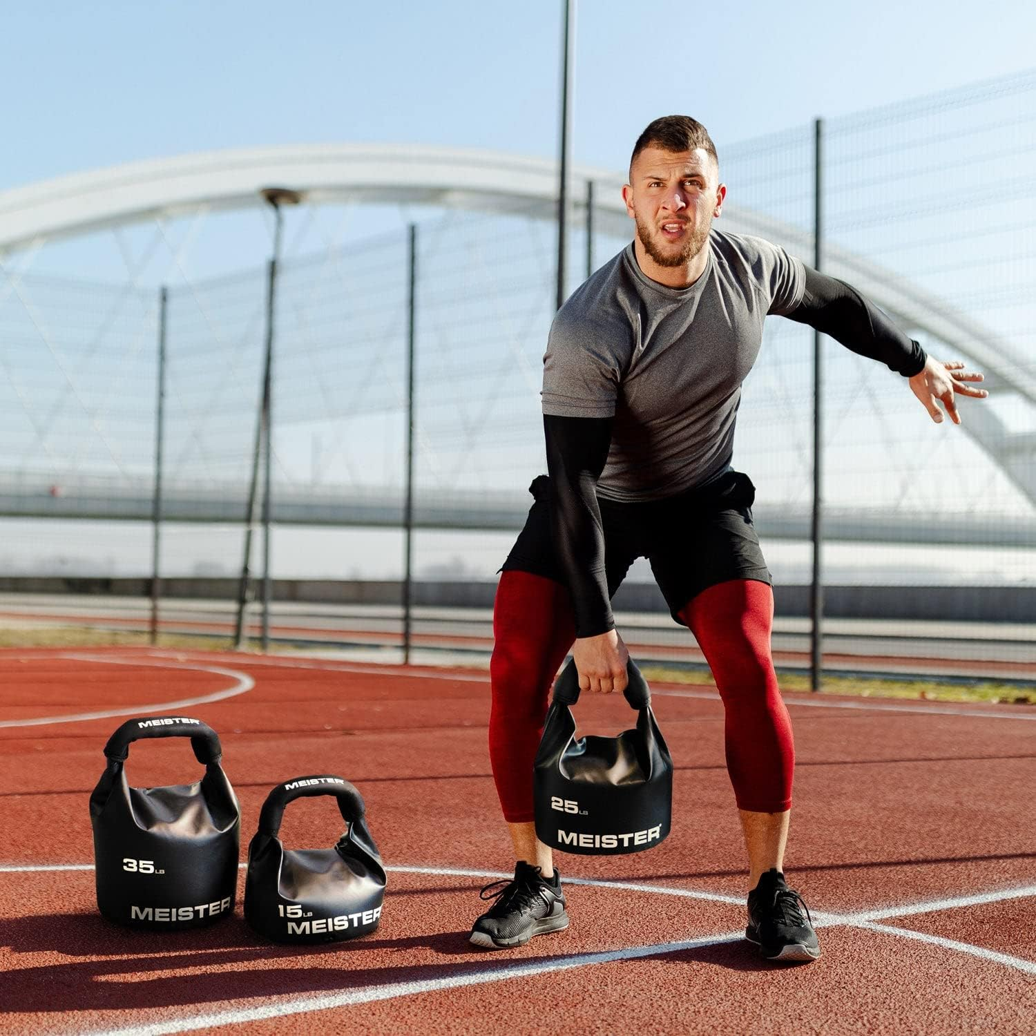 Meister BEAST Portable Sand Kettlebell - Soft Sandbag Weight - 35Lb / 15.9Kg - Black image number 3