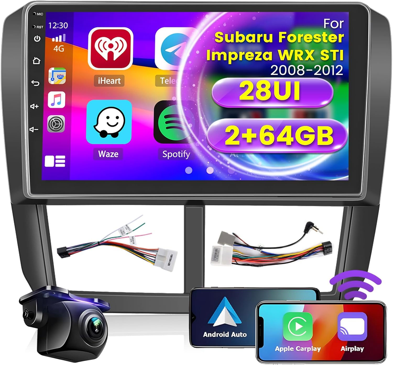 Roinvou 2+64G Android Carplay Stereo for 2008-2012 Subaru Forester Impreza WRX STI, Built-In Wireless Carplay with Android Auto, 9'' Touchscreen In-Dash GPS Navigation Support Mirror Link BT FM RDS image number 6