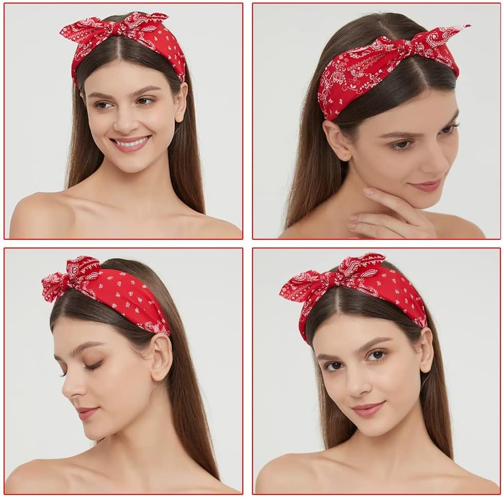 3 X Boho Wide Headband Rabbit Ears Hair Bands Fabric Non-Slip Headgear Elastic Twist Headband 1920S Accessories for Women Girls (Cashewears) - Cashewears image number 4