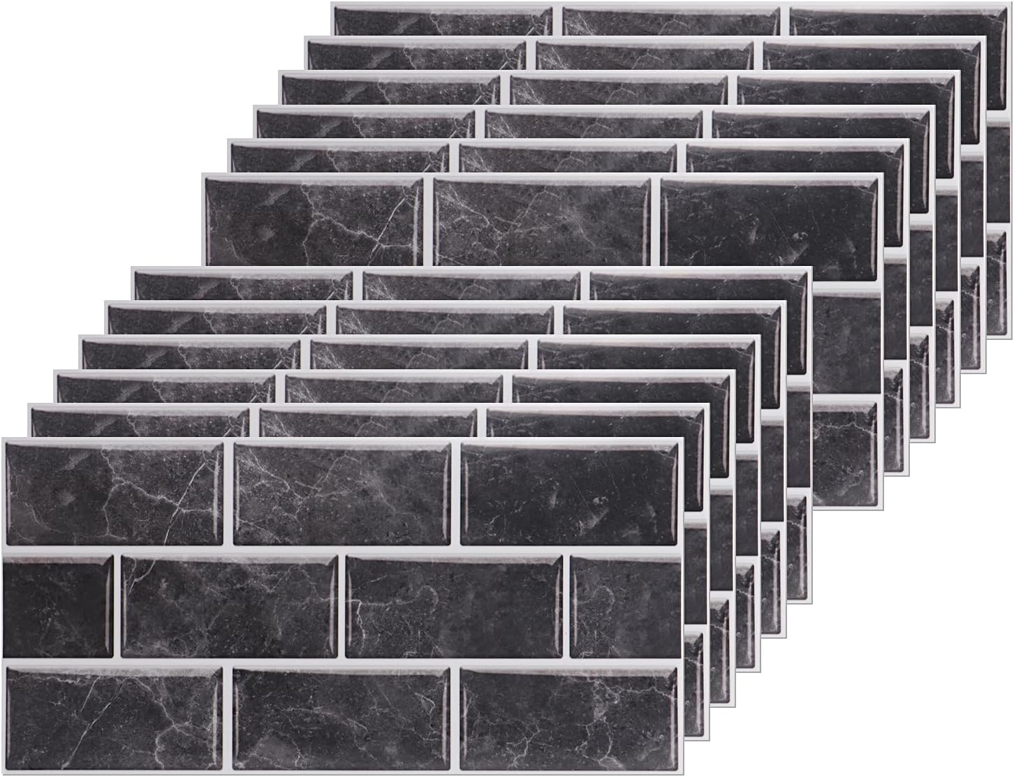 12 PCS Peel and Stick Tiles Kitchen, Stick on Kitchen Tiles, Tiles Self Adhesive, Tile Stickers for Kitchens, Bathrooms, Wall Art and Interior Decoration(Black)