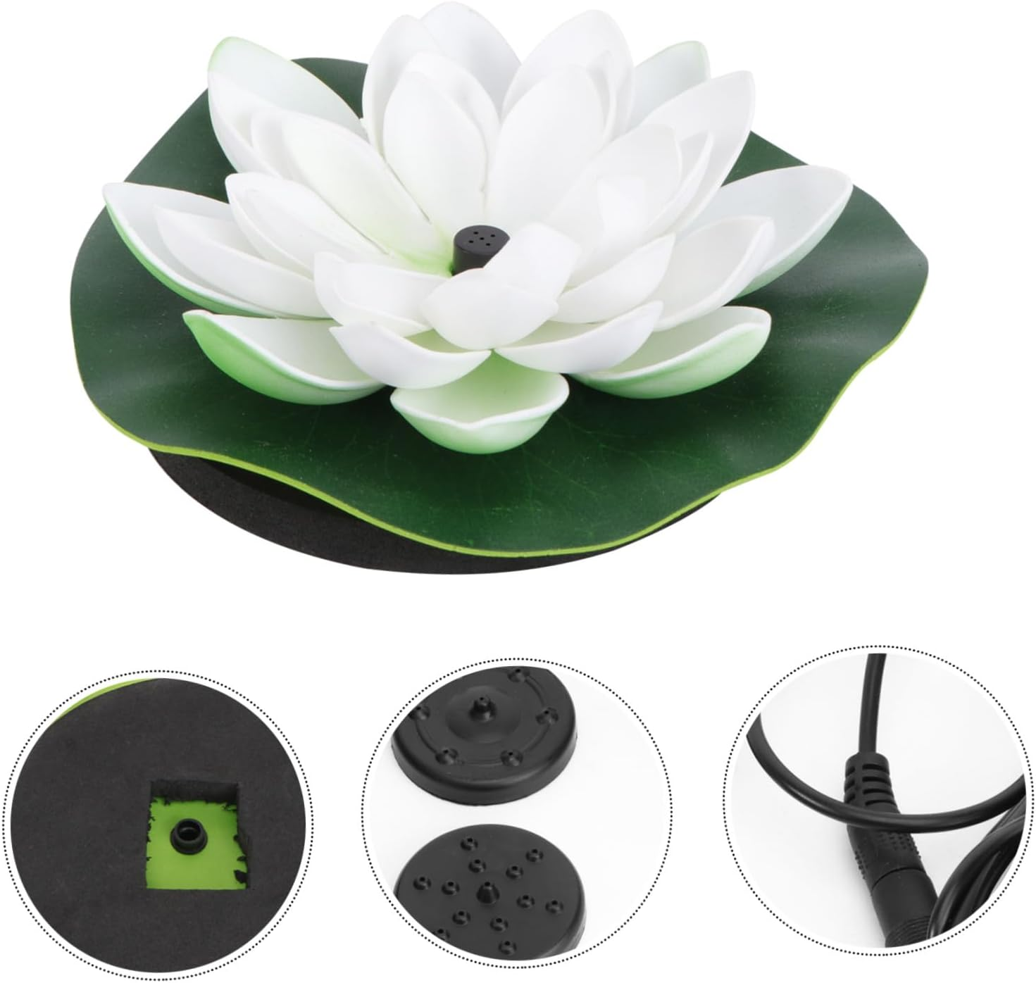 Solar Fountain Floating Lotus Fountain White Outdoor Water Feature Automatic Solar-Powered Decorative Garden Pump for Pools and Ponds image number 5