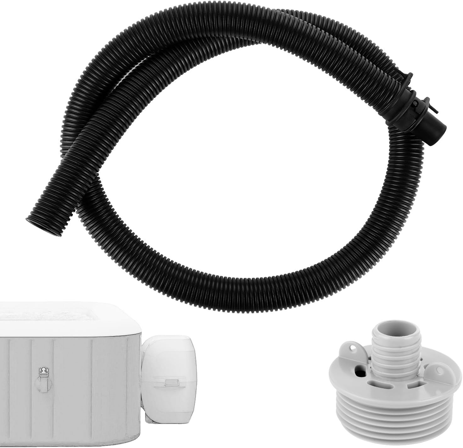 Inflatable Hot Tub Hose Set, Air Bathtub Hose Pipe Tube with Connecting Nut Portable Hot Tub Replacement Hose Spa Inflate Draining Hose for Coleman, Intex Bath Tub Replacement Parts image number 3