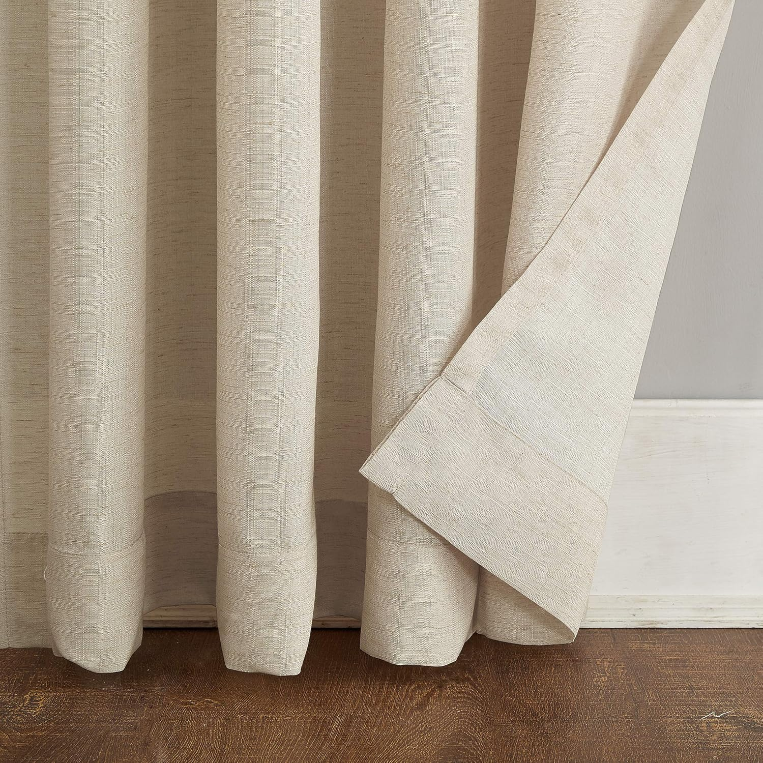 No. 918 Amalfi Linen Blend Textured Semi-Sheer Rod Pocket Curtain Panel, 54" X 84", Ivory image number 3
