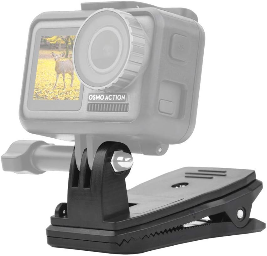 Micros2U Gopro Compatible Backpack Solid-Grip Clip Mount. Rotating Swivel 360 Degree Pivot Quick Release for Strap, Hat, Bag, Rucksack. Suitable for Hero 9 8 7 6 5 4 3, Session & Other Action Cameras image number 5