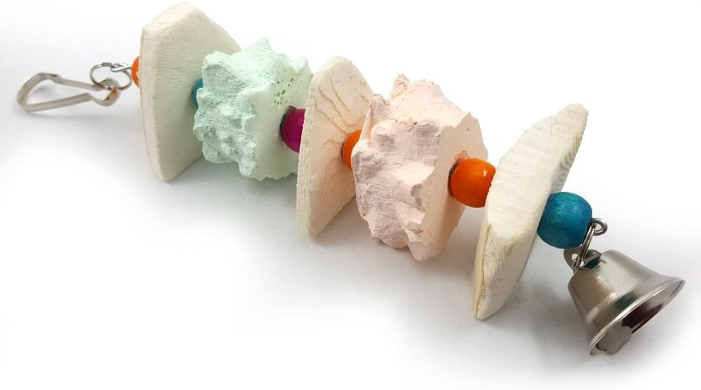 Bird Cuttlebone, Parrot Chewing Toy Beak Trimmer Calcium Stone with Bell for Parrots Conures Cockatiels Parrots Budgies African Grey image number 4