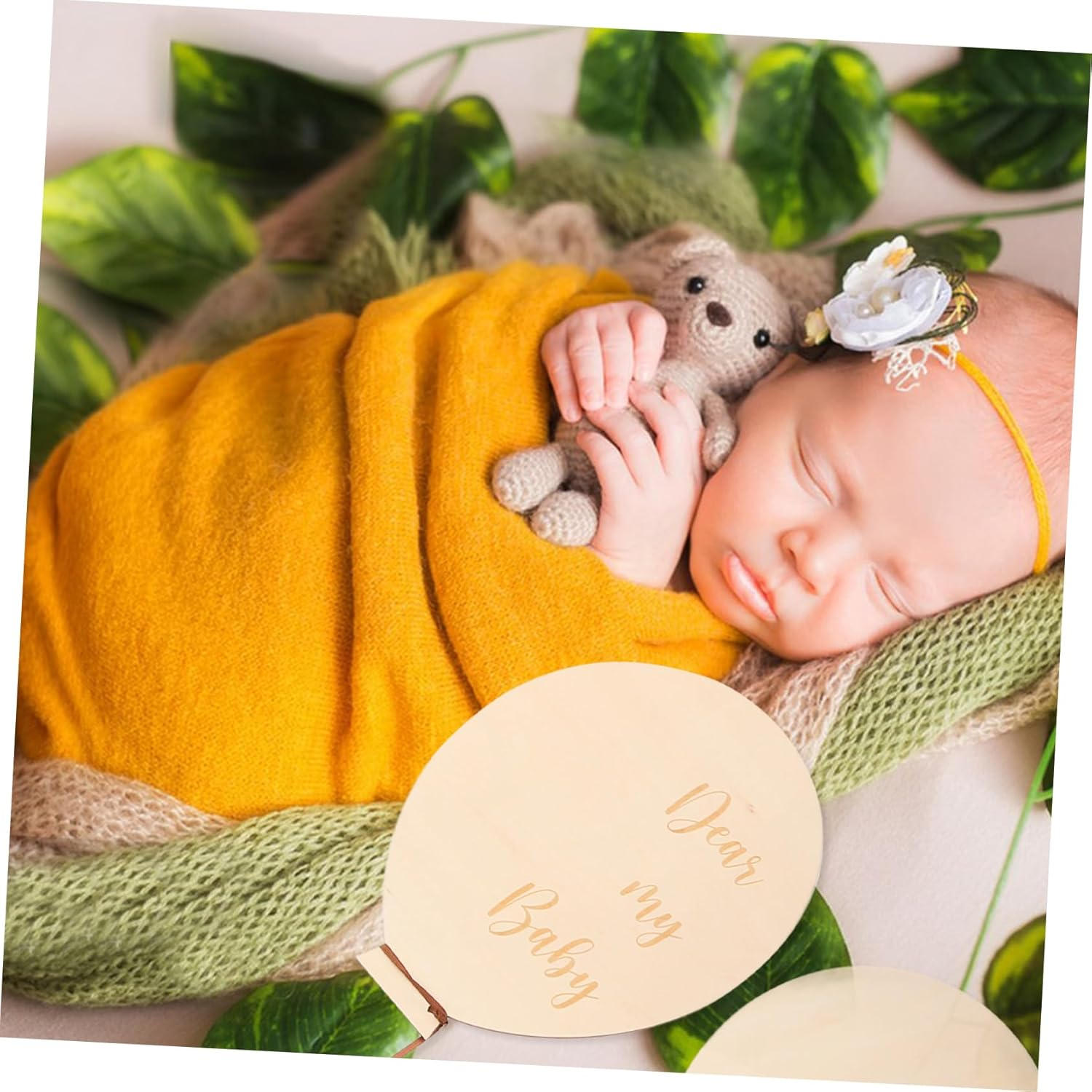 2Pcs Wooden Milestone Cards Monthly Growth Sign for Newborn Photography Creative DIY Prop for First Birthday Special Moments Recording image number 6