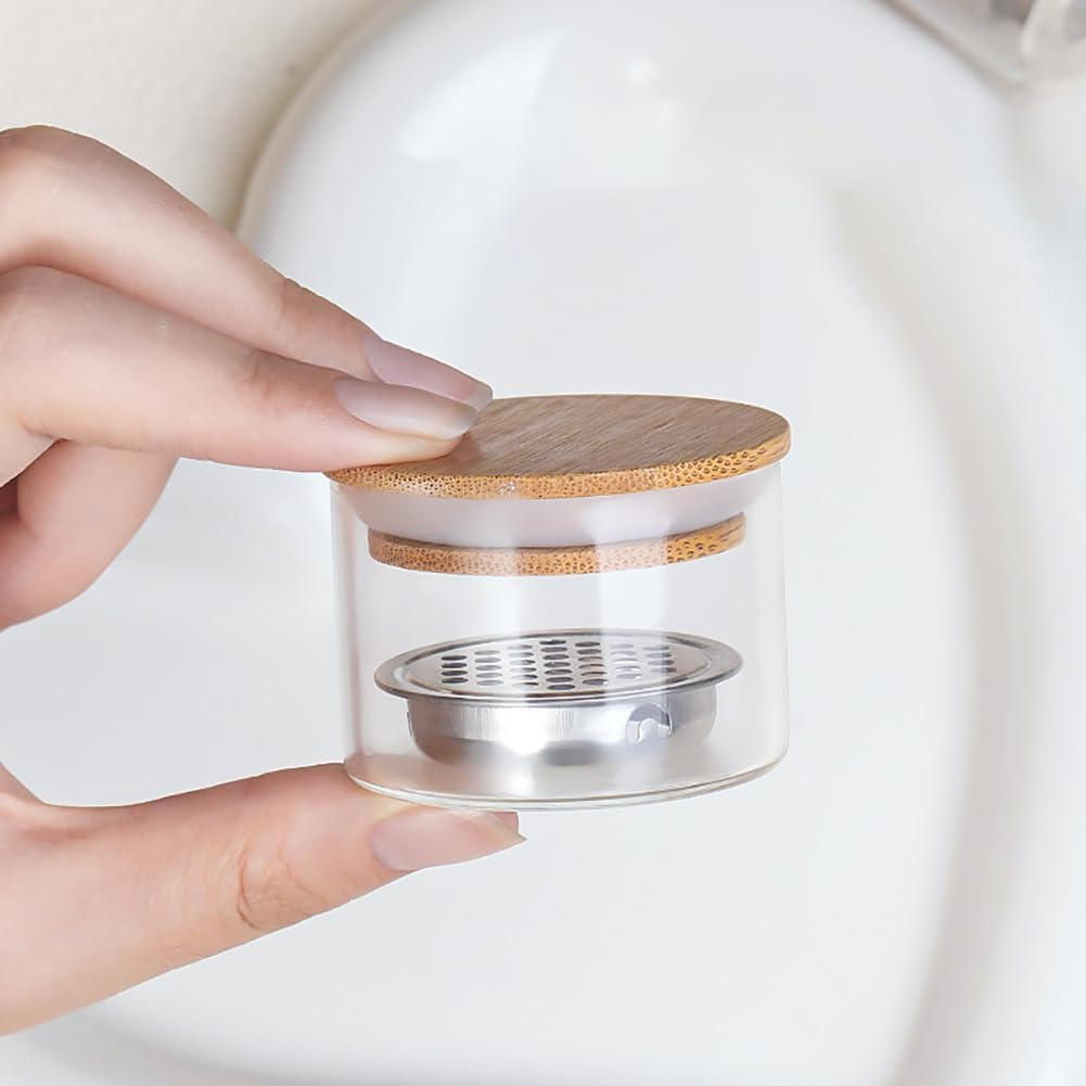 GSHLLO 2 Pcs Nail Brush Washing Cup Clear Nail Dappen Dish with Lid Glass Nail Brush Clean Cup Nail Powder Clean Jar Nail Art Liquid Dish image number 2