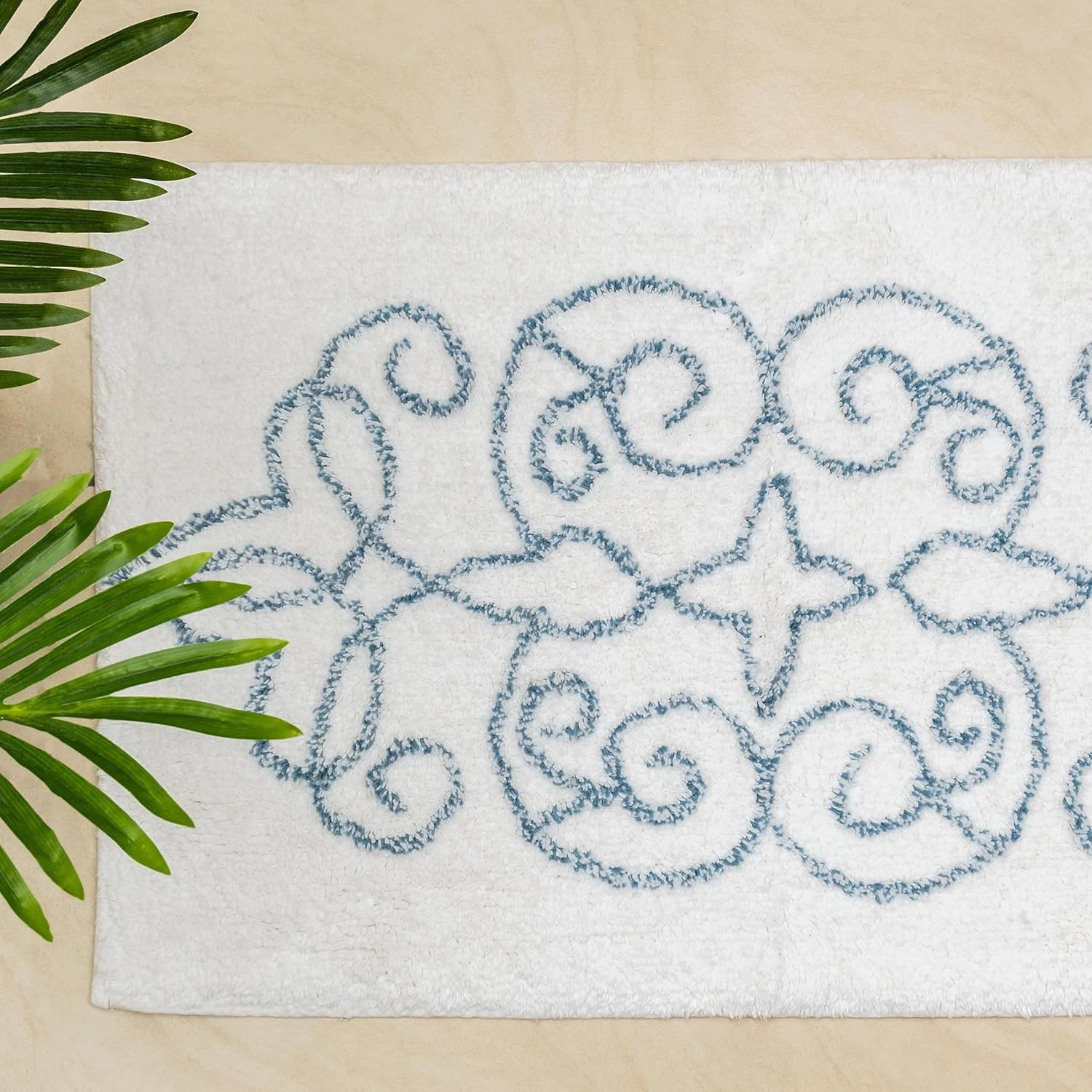 La'Grace Home Cotton Medallion Tufted Non Slip Jacquard Bath Mat