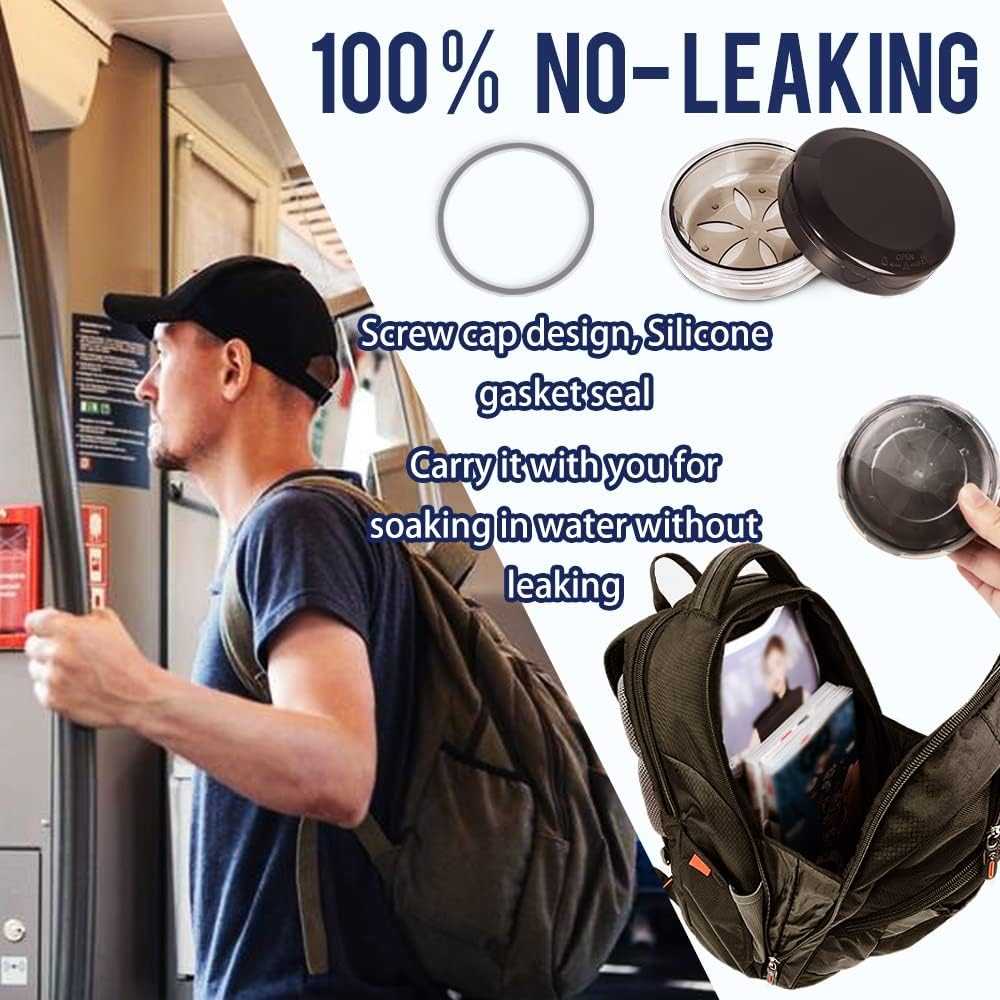 Denture Cup with Strainer & Mirror - No-Leak Retainer Case and Cleaning Box for Traveling (Grey) image number 4