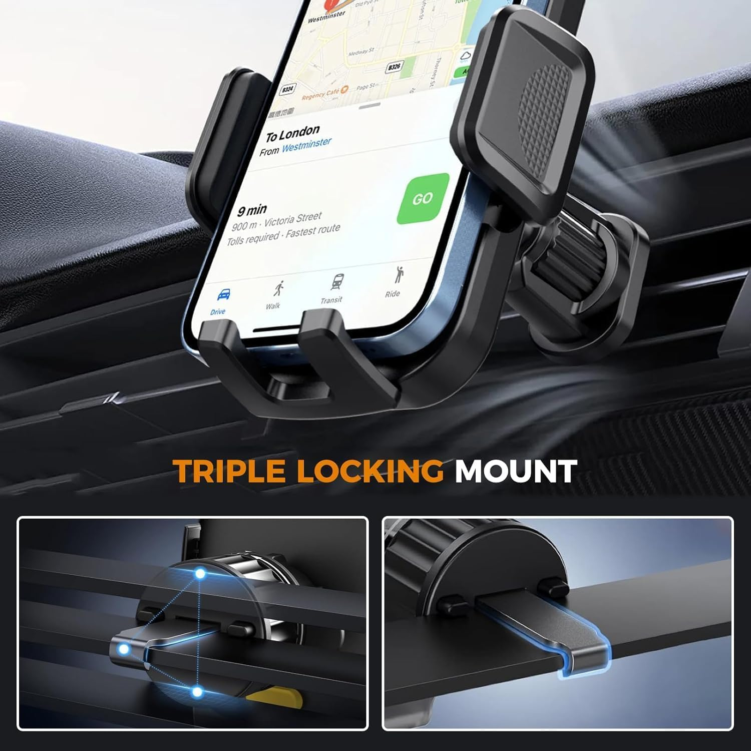 Car Phone Holder Mount Phone Mount for Car Windshield Dashboard Air Vent Universal Hands Free Automobile Cell Phone Holder Fit for Iphone Smartphone Carbon Fiber image number 5