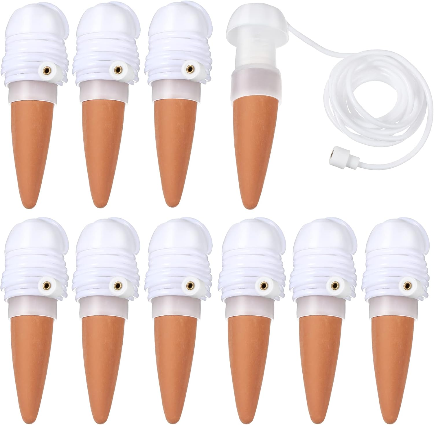 10 Pack Plant Watering Stakes Automatic Devices Plant Self Drip Irrigation Slow Release Indoor Outdoor Terracotta Water Spikes for Potted Plants Flower (Dark Green Base)