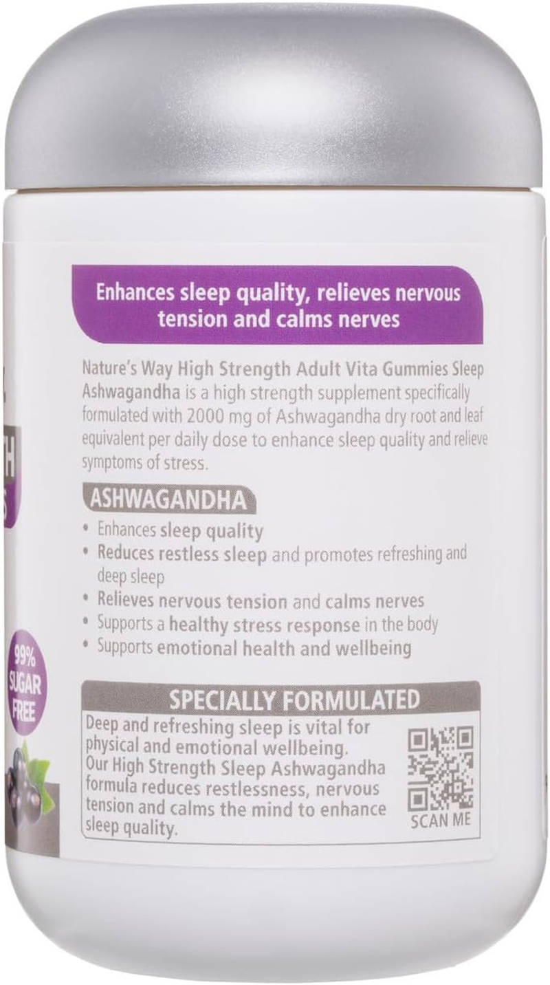 Nature'S Way High Strength Adult Sleep Ashwagandha Sugar Free Vita Gummies 40 Pastilles