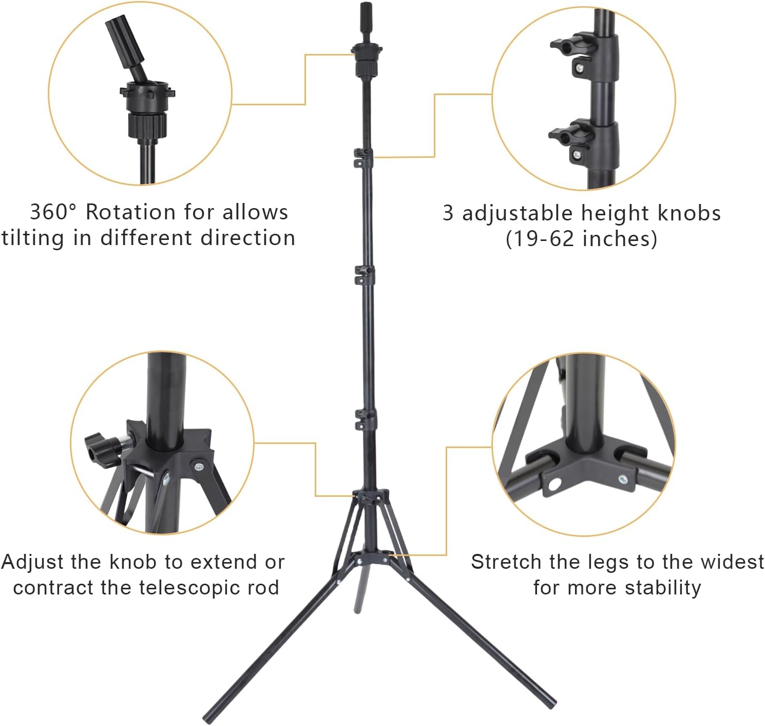 Daizysight Wig Stand & 23" Mannequin Head Kit，Upgraded 62 Inch Tall Manikin Head Tripod for Wig Curl Trim Styling, Canvas Block Head Wig Holder Set with Wig Caps, T Pins, C Bristle, Customized Wigs image number 3