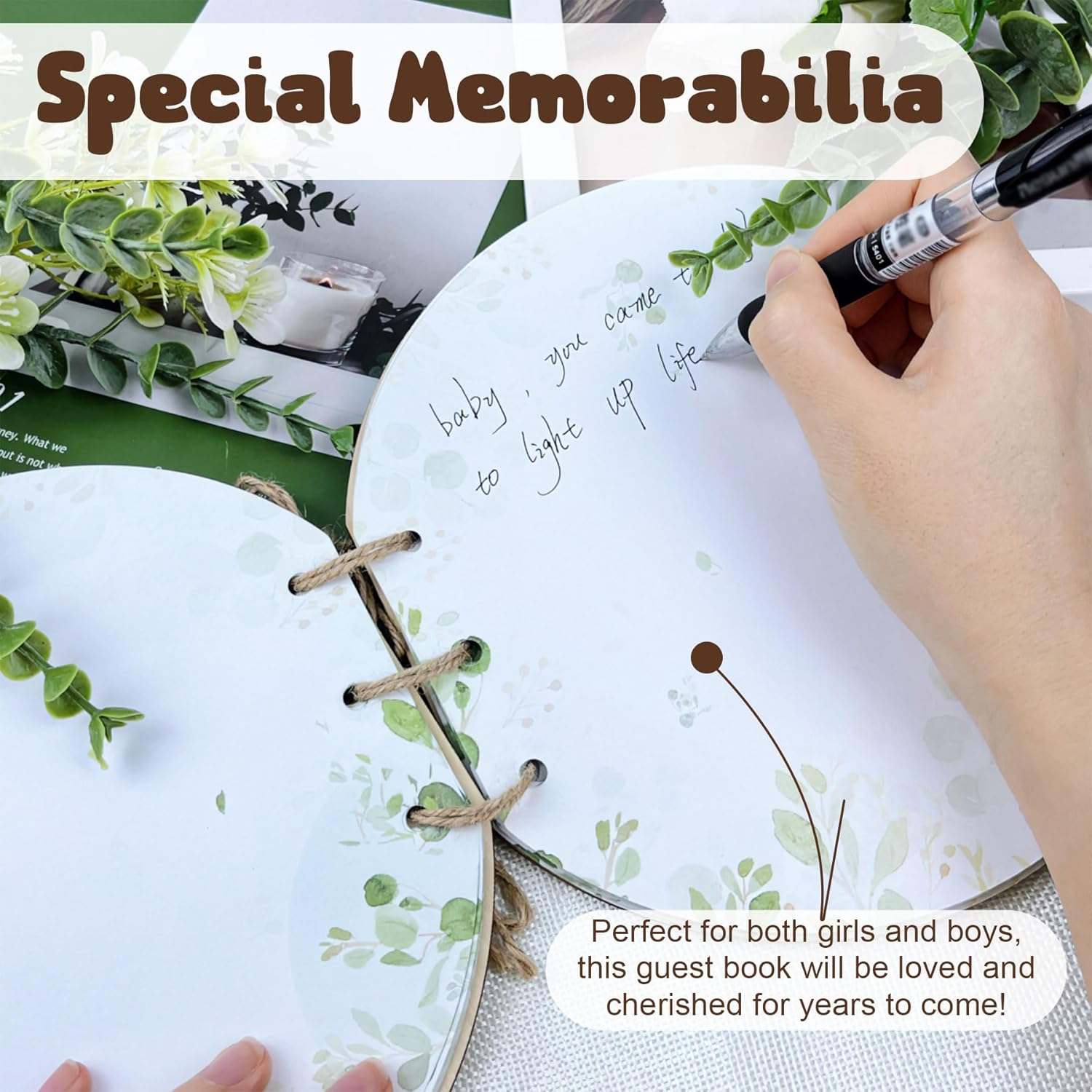 80 Pages Baby Shower Guest Book, Wooden Baby Shower Book Registry for Guest Check-In, Blessings for the Baby and Advice for New Parents and Moms-To-Be image number 3