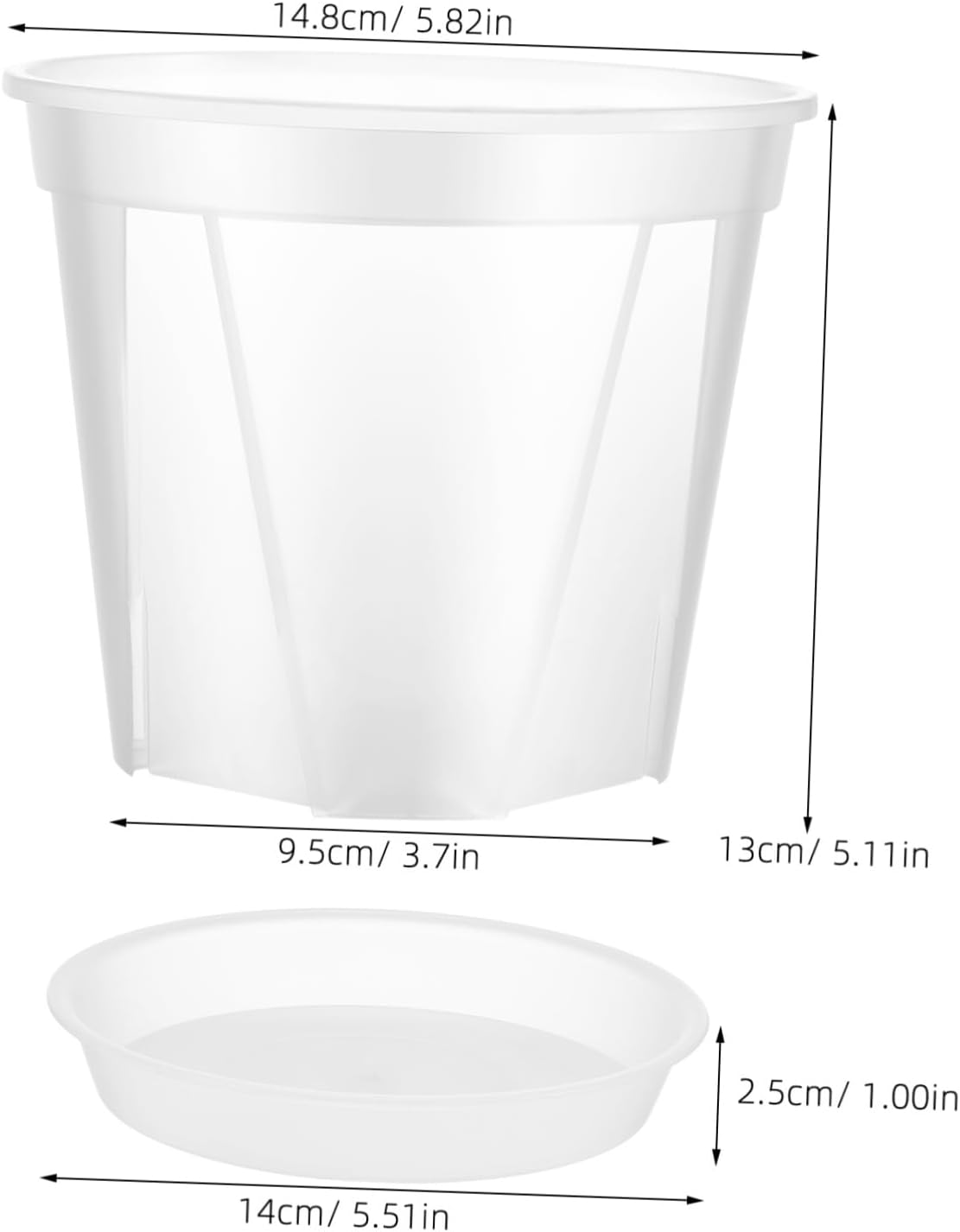 TOBBOMEY 4 Pcs Breathable Root Control Planting Pots with Drainage Trays 0.3 Gallon Plastic Planters for Indoor Orchid and Succulent Gardening image number 5