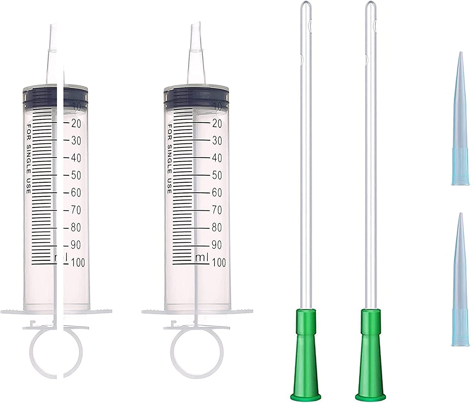 100Ml Syringe and 13" Plastic Tube, Science Lab Liquid Dispensing, Pet Feeding, Craft Gum, Oil, Lubricant, Sealant, Ink Filling (2Xpcs+2Pcs+4Pcs) image number 3