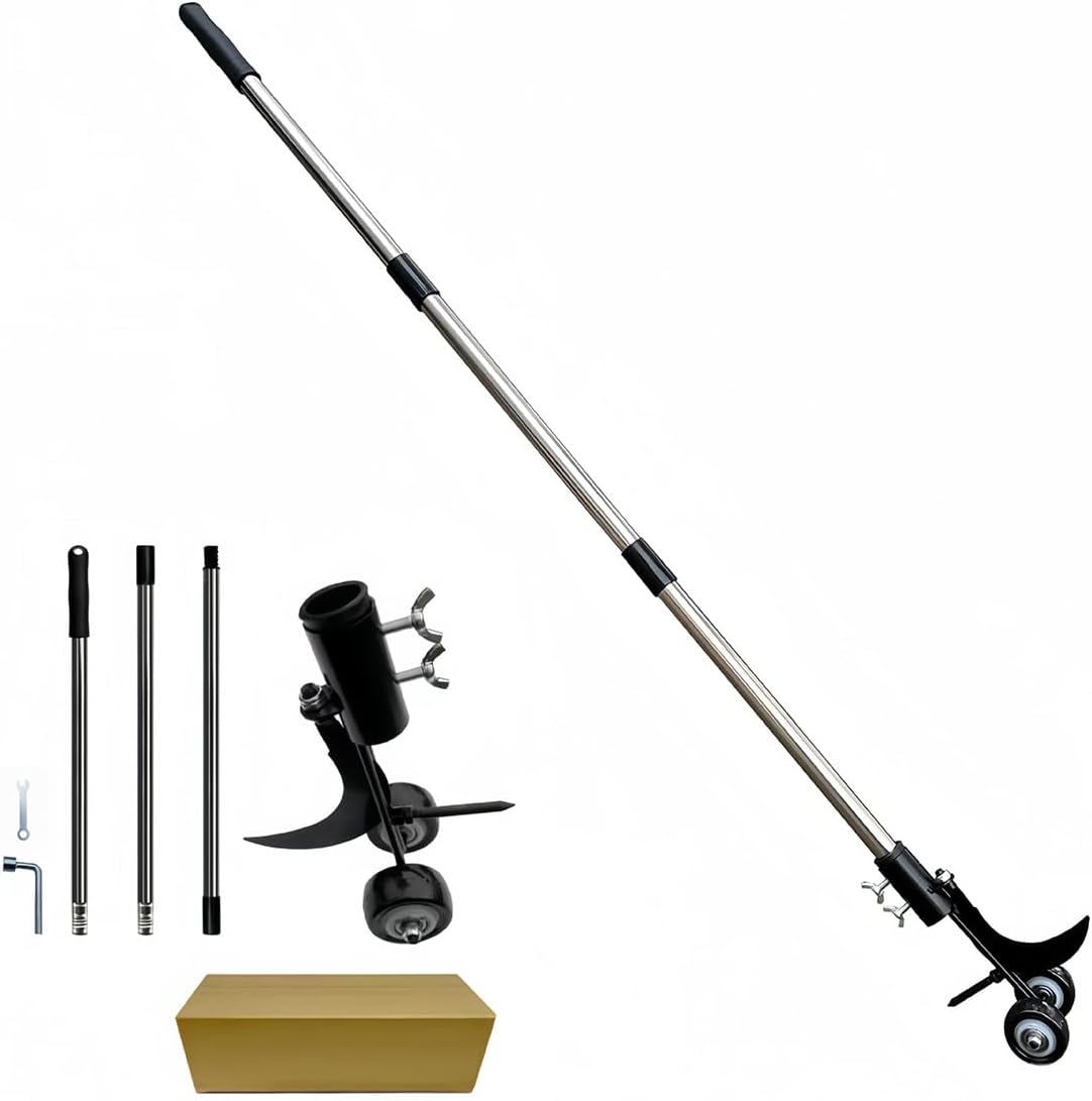 AIMALL 7.64In X 4.33In Carbon Steel Garden Crevice Weeding Tool with 1.2M Detachable Handle Hook and Roller Combo for Pavement Gap Loosening and Fast Weed Removal image number 5
