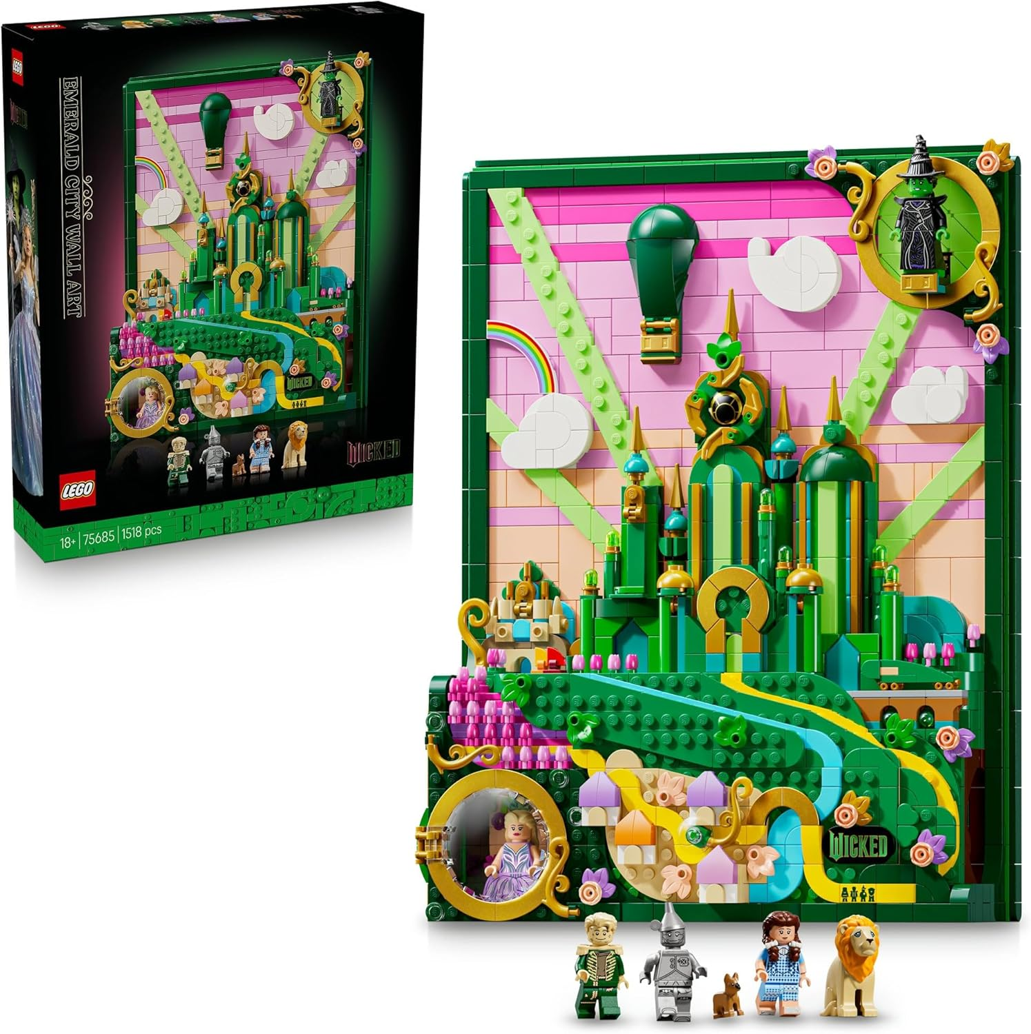 LEGO&reg; Wicked Emerald City Wall Art 75685 Aesthetic Room Decor, Adventure Toy for Adults with 6 Minifigures Including Elphaba, Glinda, Dorothy Gale, Cowardly Lion, Scarecrow and Tin Man image number 6