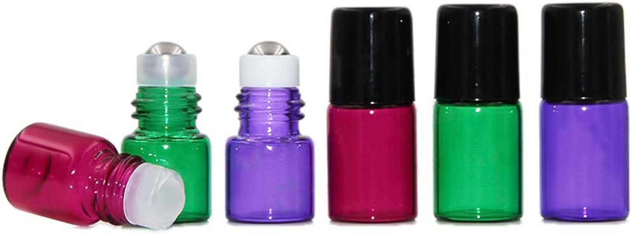 JIHUOO Pack of 15 Glass Essential Oil Roller Bottles Refillable Roll on Empty Bottle Bottle Rose Red 2 Ml