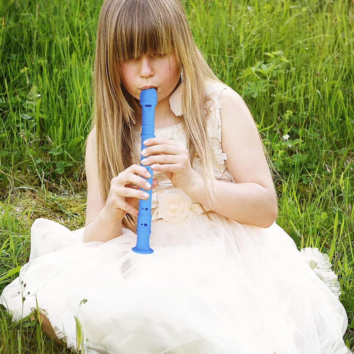 Soprano Recorder 8 Hole Classic German Style Descant Flute Musical Instruments + Cleaning Rod for Beginners Kids School Graduation Gift (Blue) image number 4