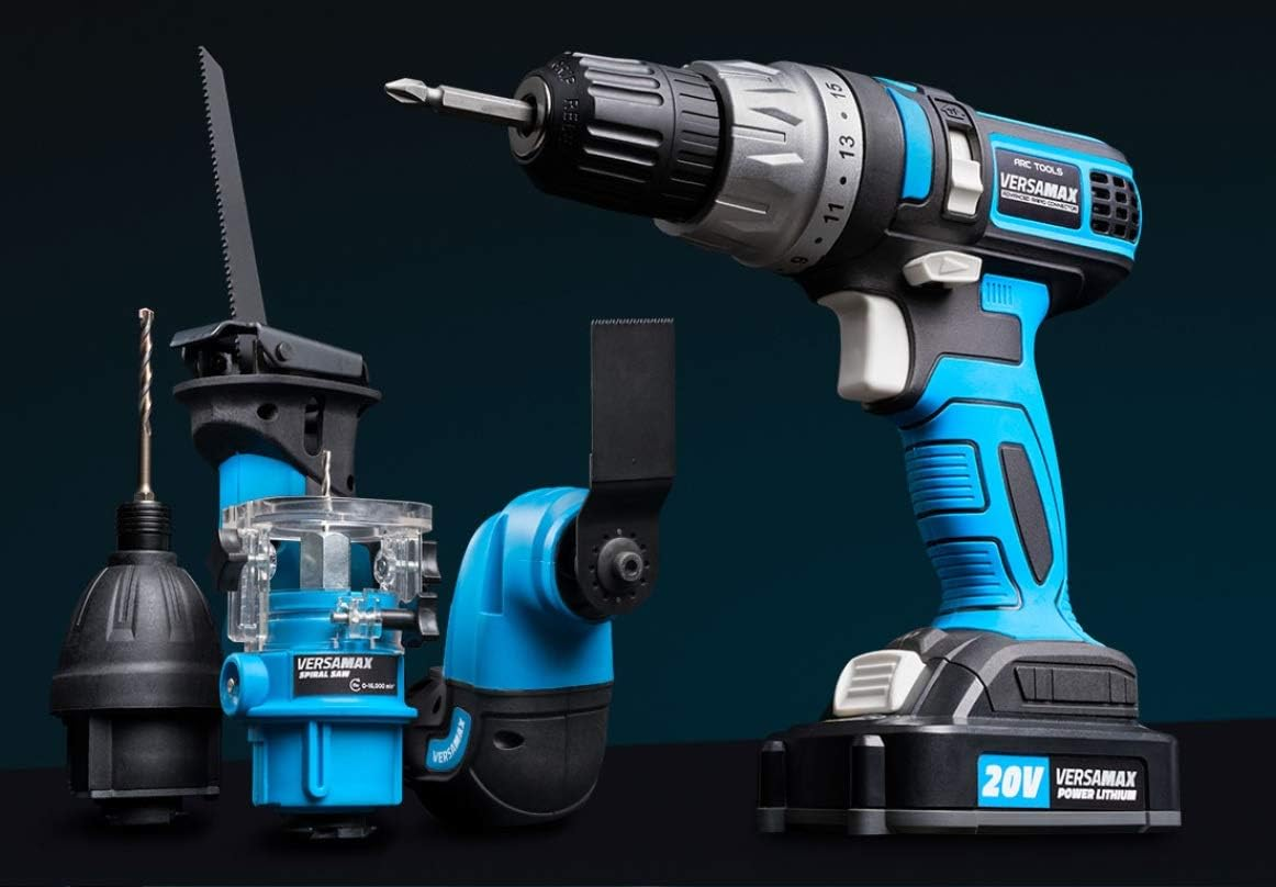 Versamax 5-In-1 Cordless Tool System &ndash; Drill, Saw, Driver & Multi-Tool Set &ndash; Compact Kit with Interchangeable Heads, Air Pump, 20V Battery & Case &ndash; Lightweight & Portable DIY Power Tools image number 1