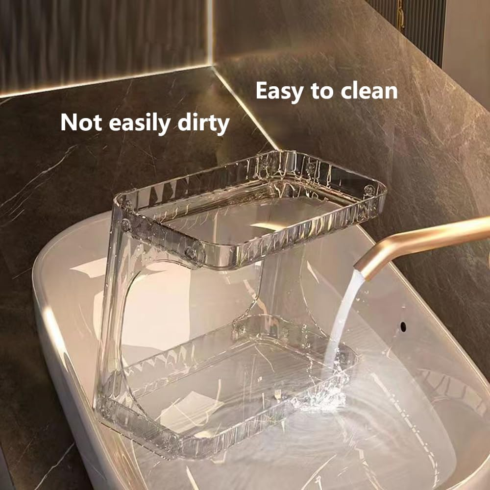 Hbluefat 2 Tier Bathroom Countertop Organizer, Clear Acrylic for Cosmetic Skincare Makeup Perfume, Vanity Dressing Table, Coffee Table Storage Rack Kitchen (Amber) - Amber image number 6