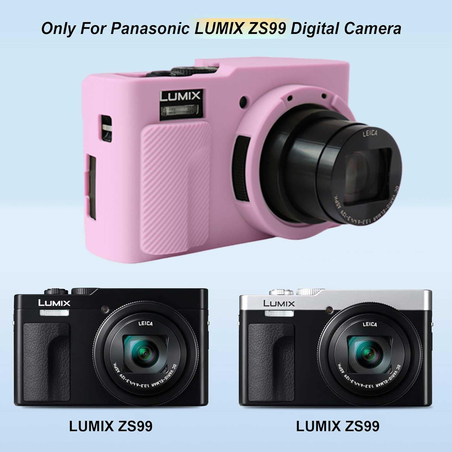 T Tersely Premium Soft Silicone Protective Case with Removable Lens Cover for Panasonic Lumix DC-TZ99 / ZS99 Digital Camera - Washable, Lightweight, and Stylish Protection (Pink) image number 1
