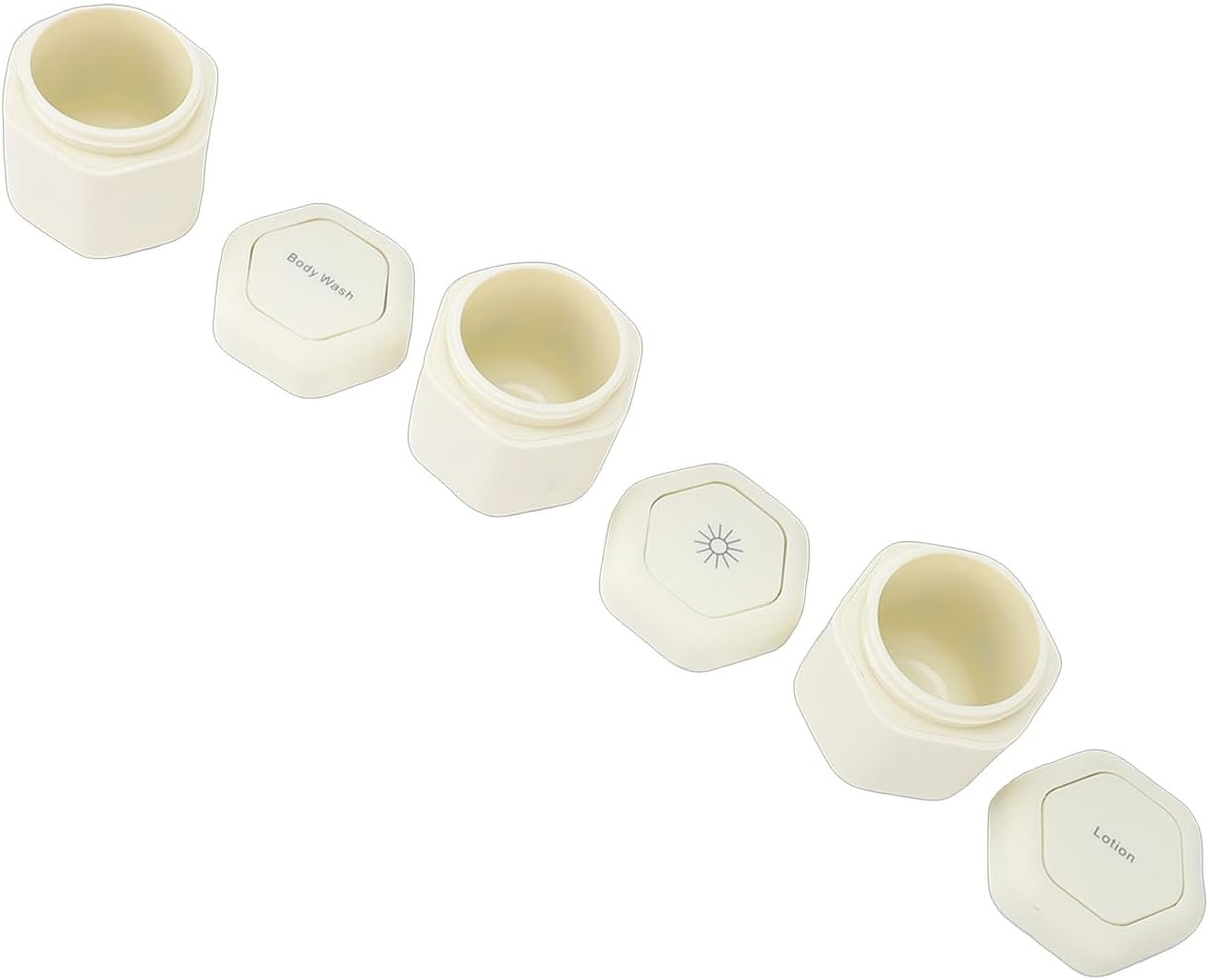 Pomya Magnetic Travel Toiletry Containers Secure Twist Lock Lids 3 Pcs Set for Lotion Shampoo Conditioner Cream for Travelers (White) - Blue image number 4