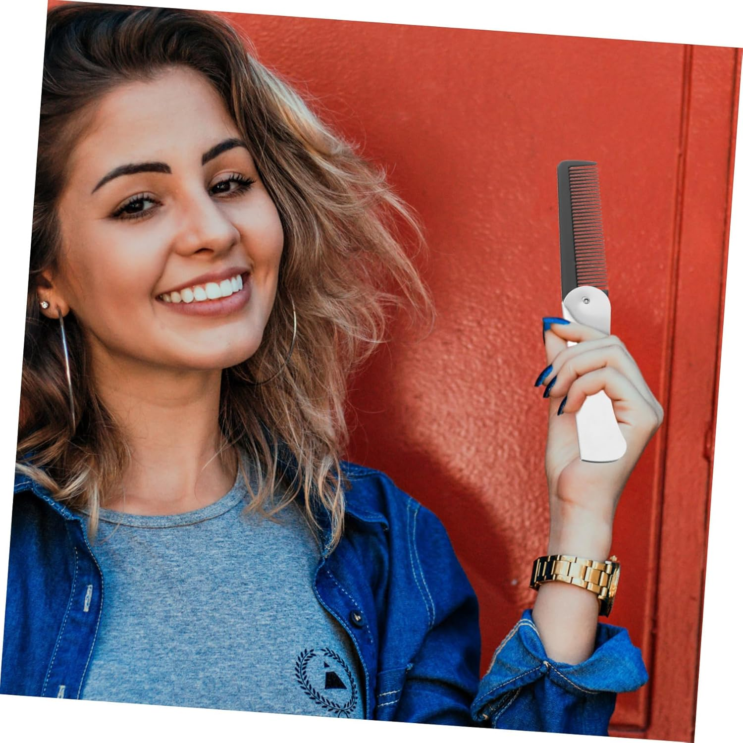 OHPHCALL Folding Hair Comb for Men Women Portable Mini Comb for Travel Office Car image number 3