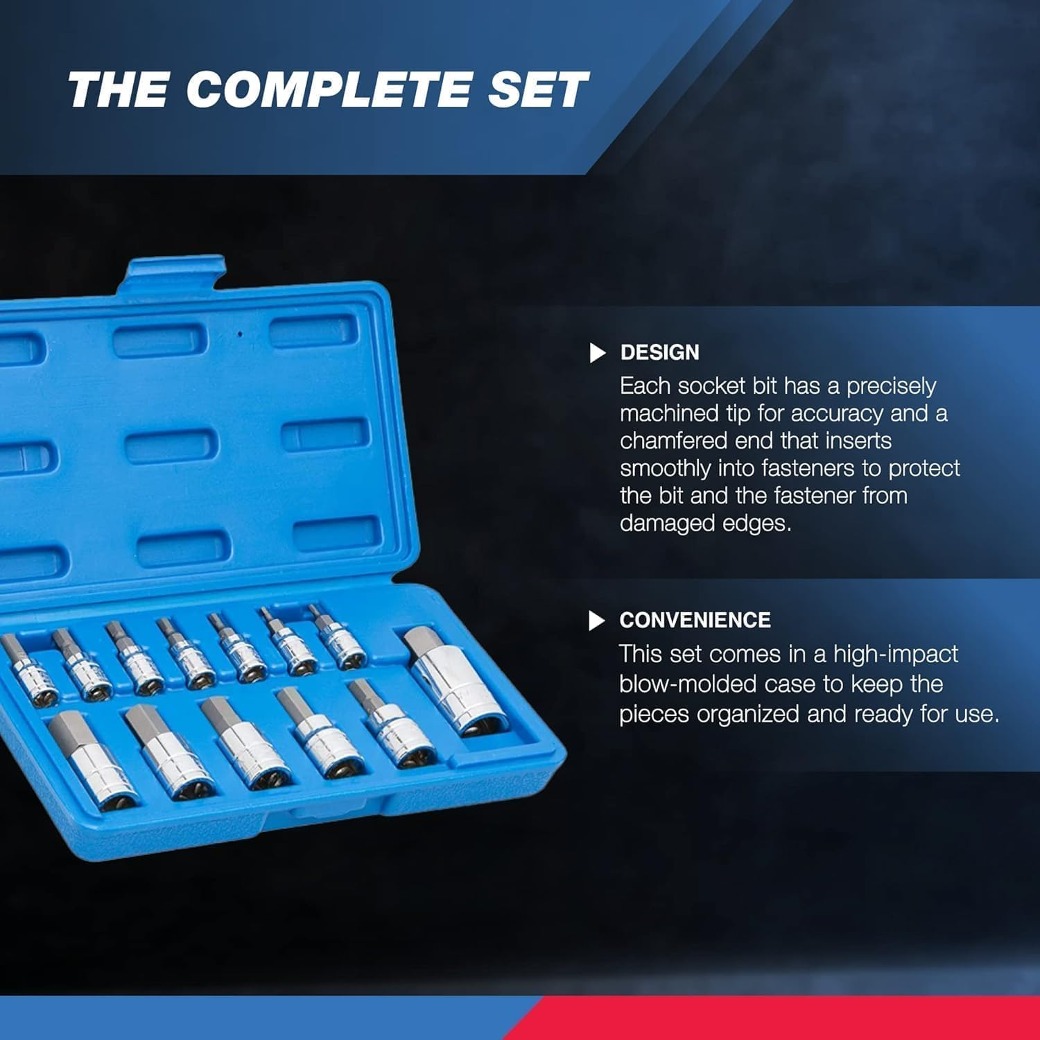 Neiko 10075A Hex Bit Socket Set, S2 Steel | 13-Piece Set SAE