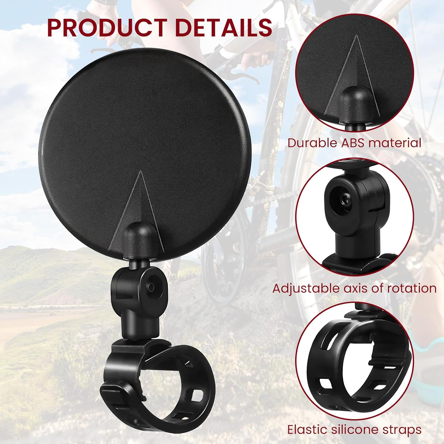 2 Pcs Bike Mirror, Bicycle Rear View Mirror for 15-35 Mm Handlebars, 360&deg; Adjustable Bike Mirrors Convex Mirrors, Cycle Mirrors for Mountain Road Bikes, Electric Bikes, Motorcycle, Easy to In image number 4