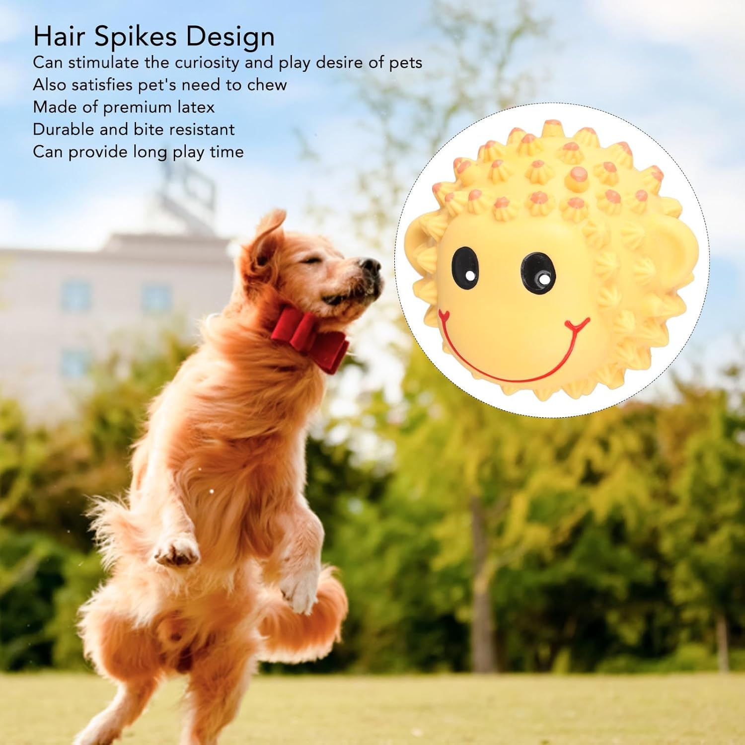 Pet Chewing Ball, Bite Resistant Teeth Cleaning Interactive Animal Shape Cat Dog Chew Toy, Latex Dog Chewing Enrichment Toys Puppy Teething Chew Toy for Dogs image number 5