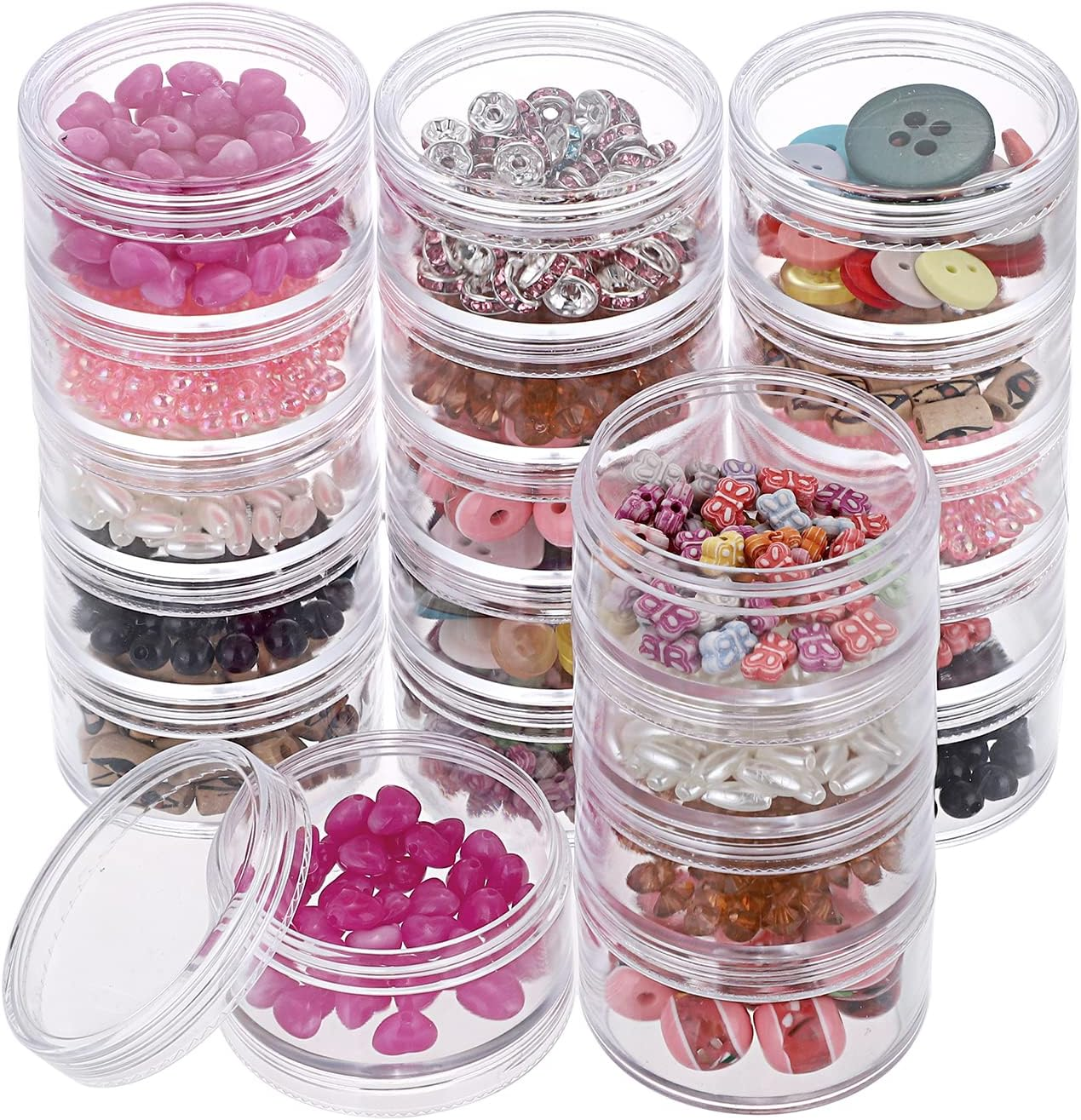 Hipiwe 4 Set Stackable Cosmetic Containers with Screw Lids Plastic Sample Jars 30Ml Clear Empty Jars Makeup Sample Containers Nail Accessories Organizer