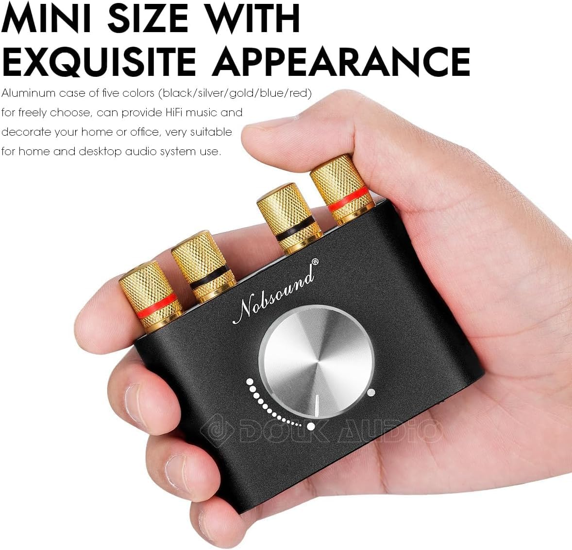 Nobsound Mini Bluetooth Power Amplifier, 5.0 Stereo Hi-Fi Digital Amp 2.0 Channel 50W&times;2 with Aux/Usb/Bluetooth Input, Wireless Audio Receiver, PC Sound Card with Power Supply (Black) image number 5