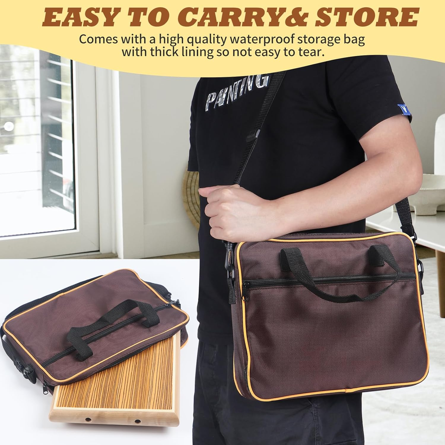 Cajon,12 * 9.4 * 1.7'' Portable Box Drum, Zebrawood Percussion Box Beat Box W/Cajones Internal Adjustable Snares Strings,Wrench,Hand Drum Carring Bag - 12" Natural image number 5