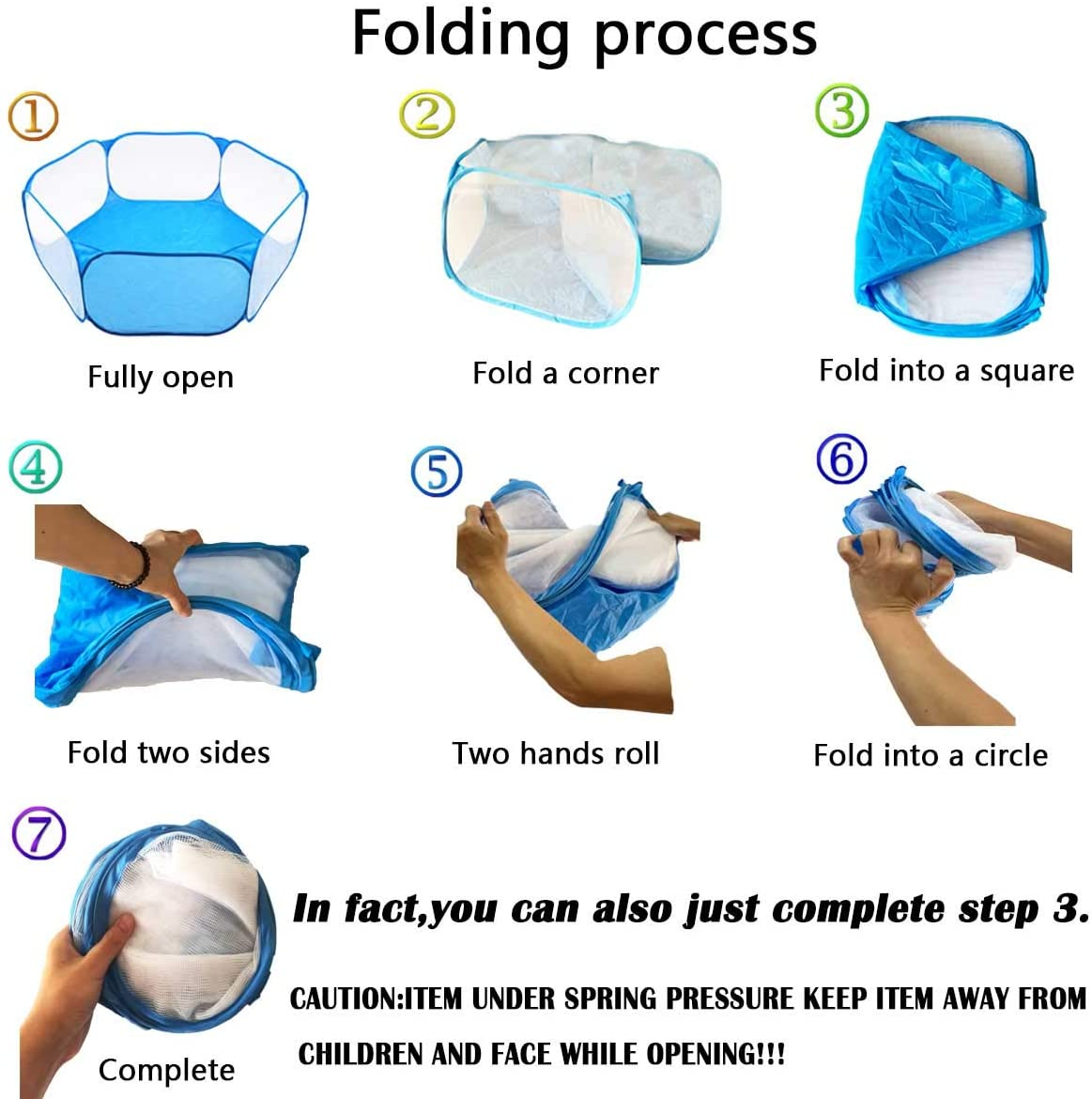 Gabraden Small Animals Tent,Reptiles Cage,Breathable Transparent Pet Playpen Pop Open Outdoor/Indoor Exercise Fence,Portable Yard Fence for Guinea Pig,Rabbits, Hamster,Chinchillas and Hedgehogs (Grey) - Grey,Transparent image number 3