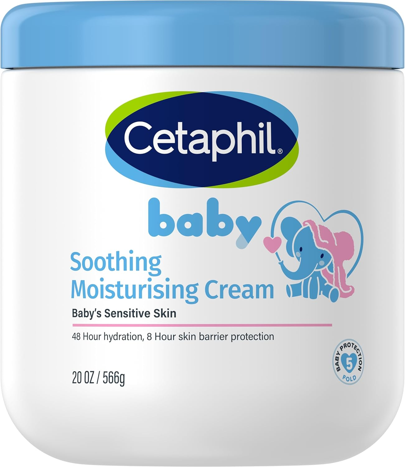 Cetaphil Baby Soothing Moisturising Cream, 566G, 48-Hour Hydration, Fragrance-Free