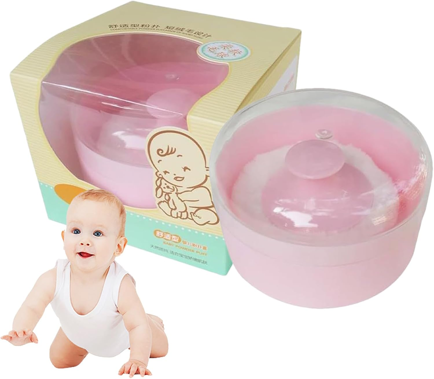 Baby Powder Puff and Container Travel - Baby Loose Powder Puff - Sponge Storage Case for New Parents Babysitters Pediatric Nurses Nursery Bath Time Travel Caregivers Home image number 6