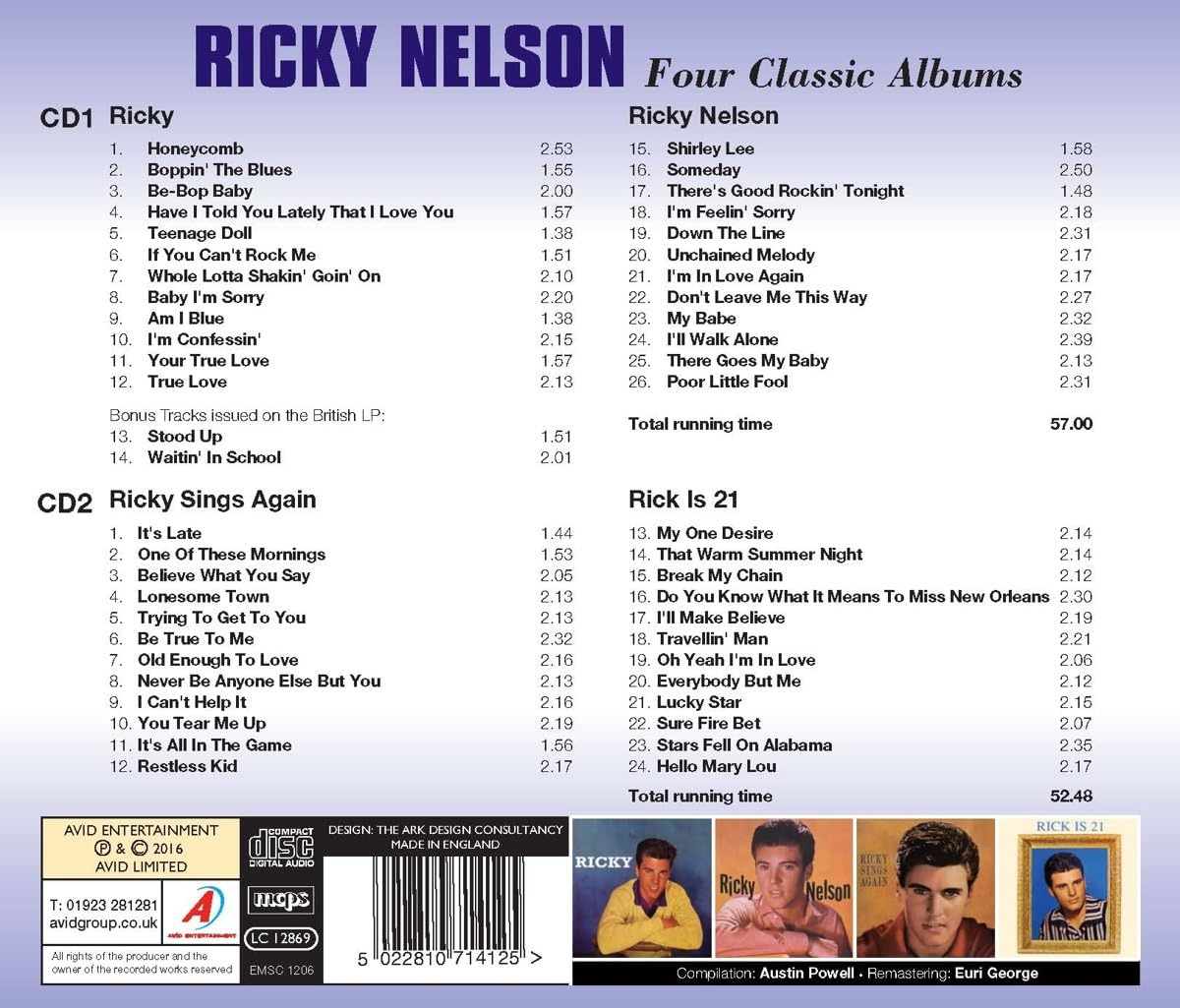 4 Classic Albums: Ricky / Ricky Nelson / Ricky Sings Again / Rick Is 21